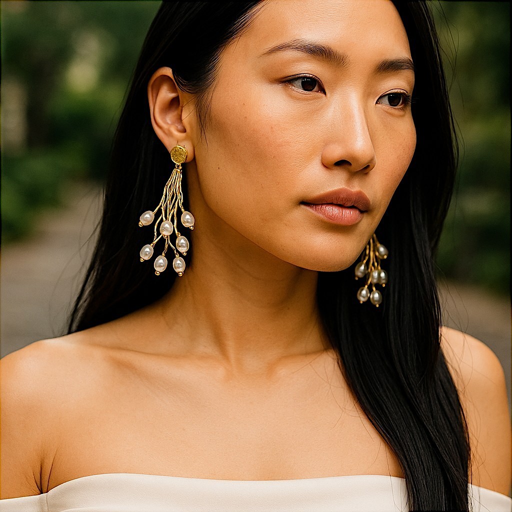 Natural Pearl Cluster Earrings