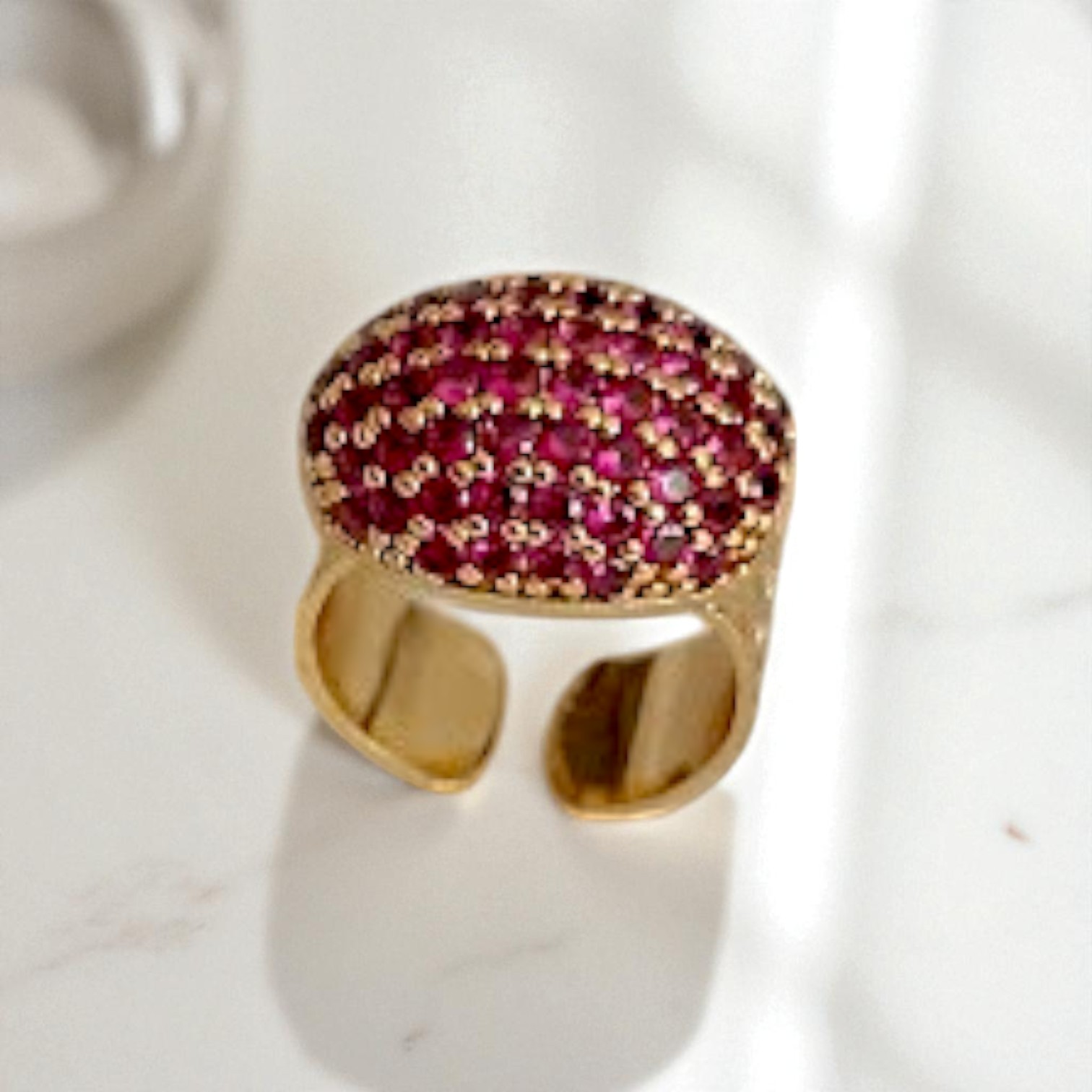 Gold Plated Zircon Stone Bombe Model Ring