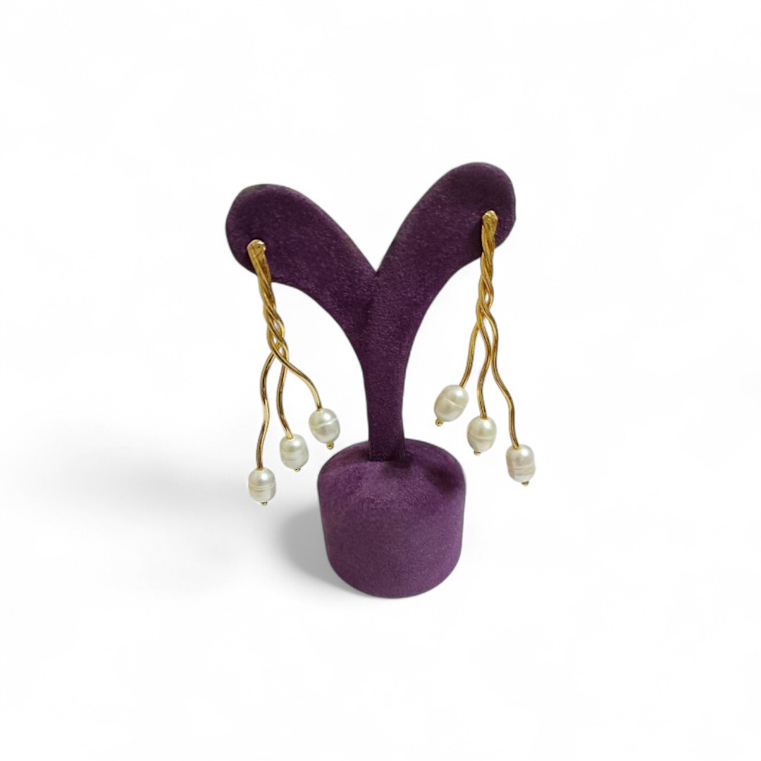Gold Plated Natural Pearl Fan Model Set
