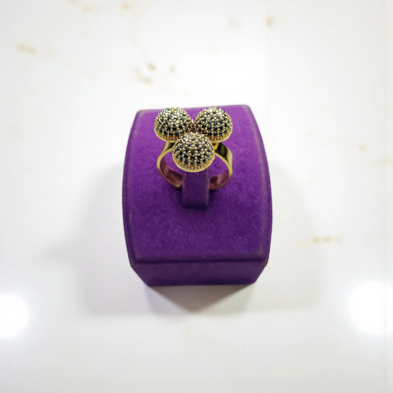 Altın Kaplamalı Yarım Zirkon Toplu Yüzük