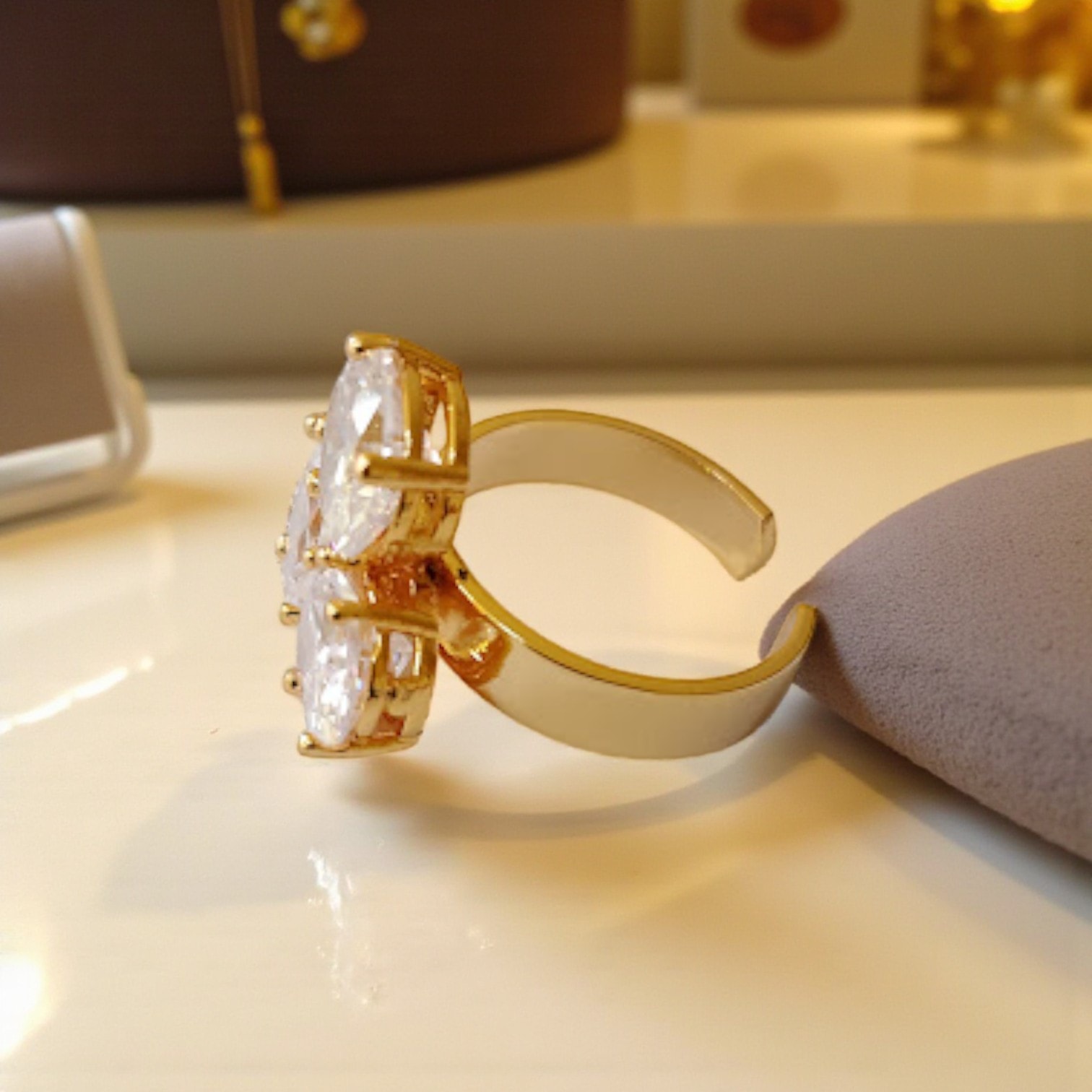 Oval Zircon Stone Gold Plated Ring