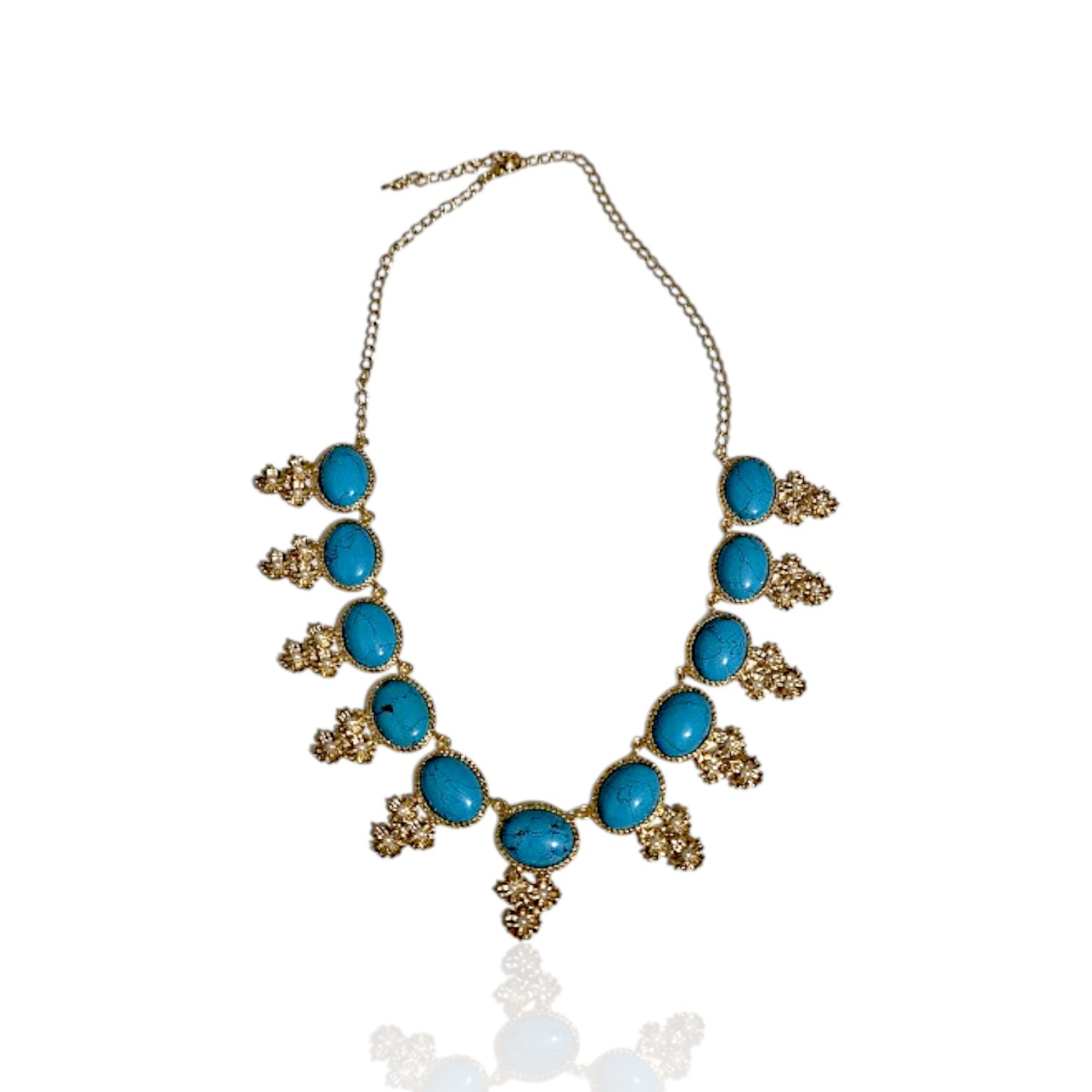 Handmade Gold Plated Necklace - Turquoise