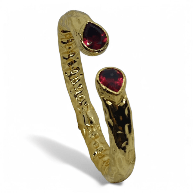 Drop Stone Pipe Bracelet - Claret Red