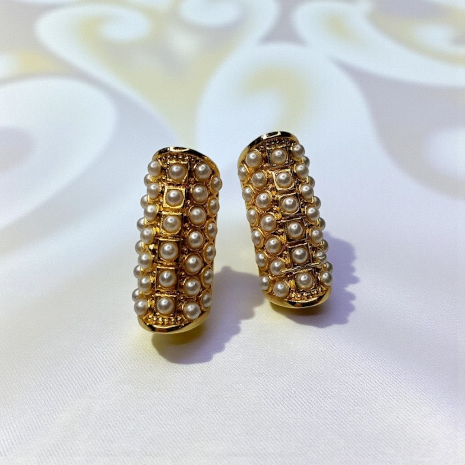 Gold-Plated Bamboo Pearl Earrings