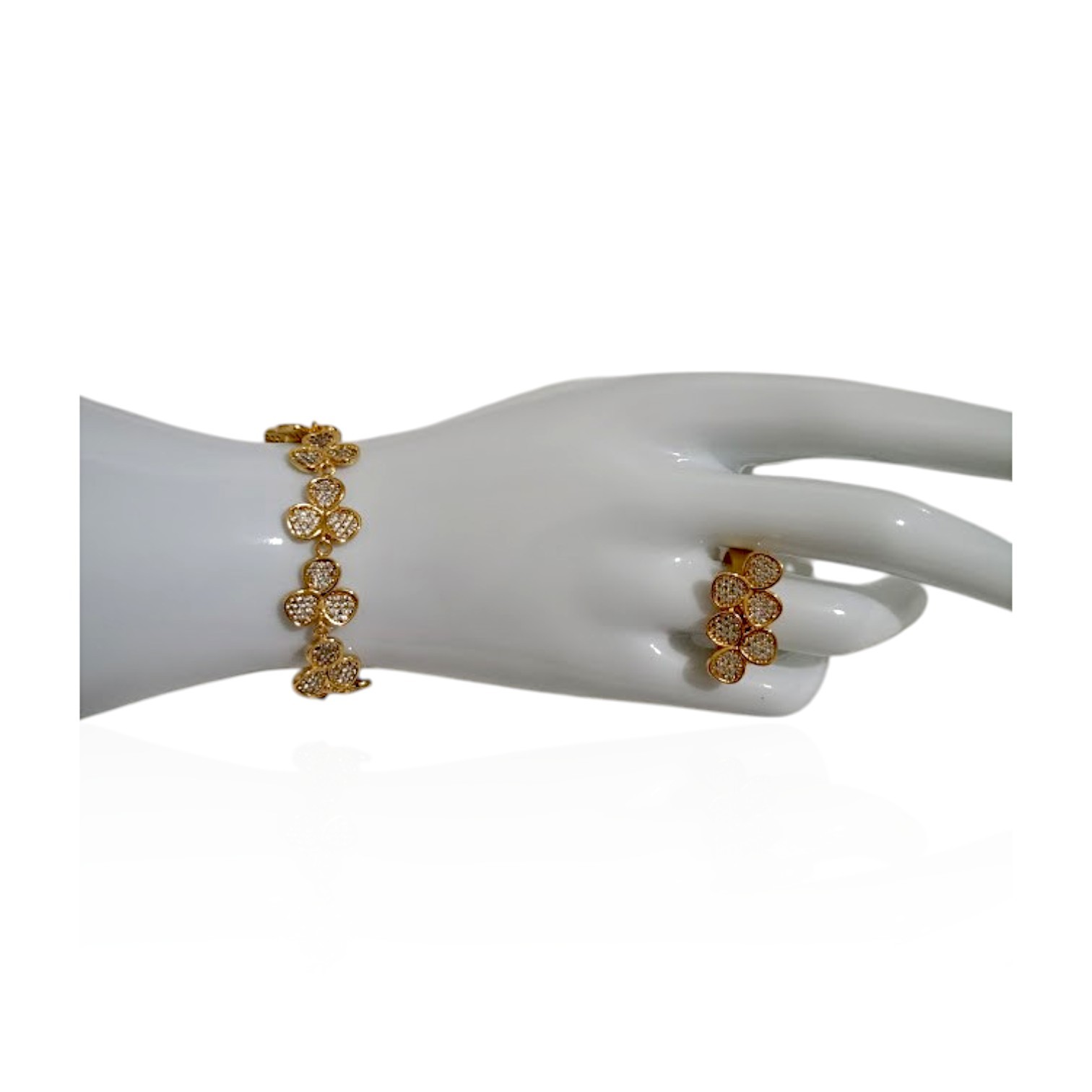 Altın Kaplamalı Yonca Model  Set