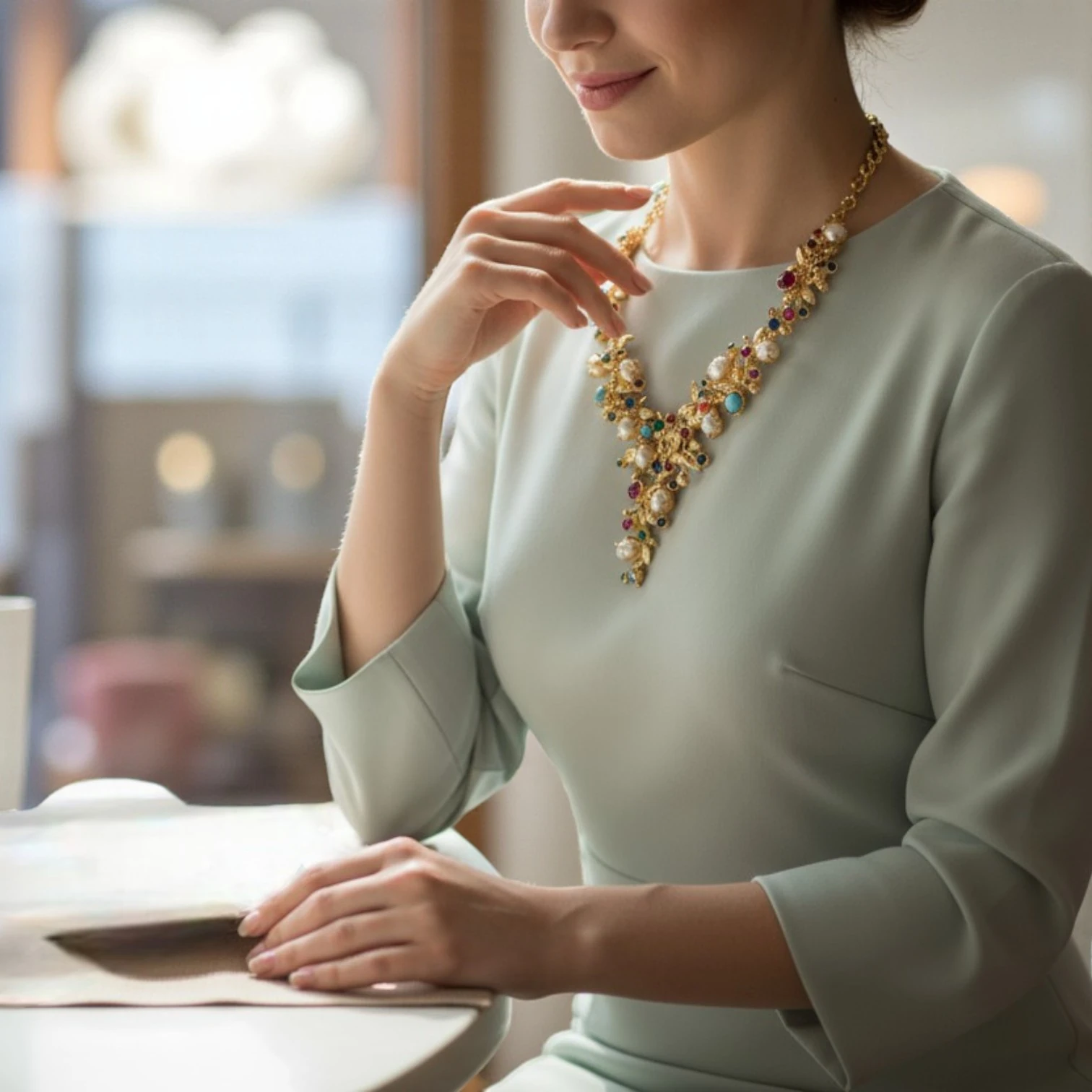 Elyapımı Altın Kaplamalı Doğal İncili Kolye