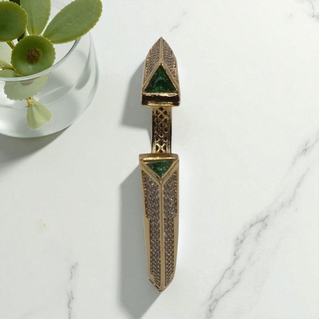 Triangle Model Gold Plated Zircon Stone Cuff Bracelet