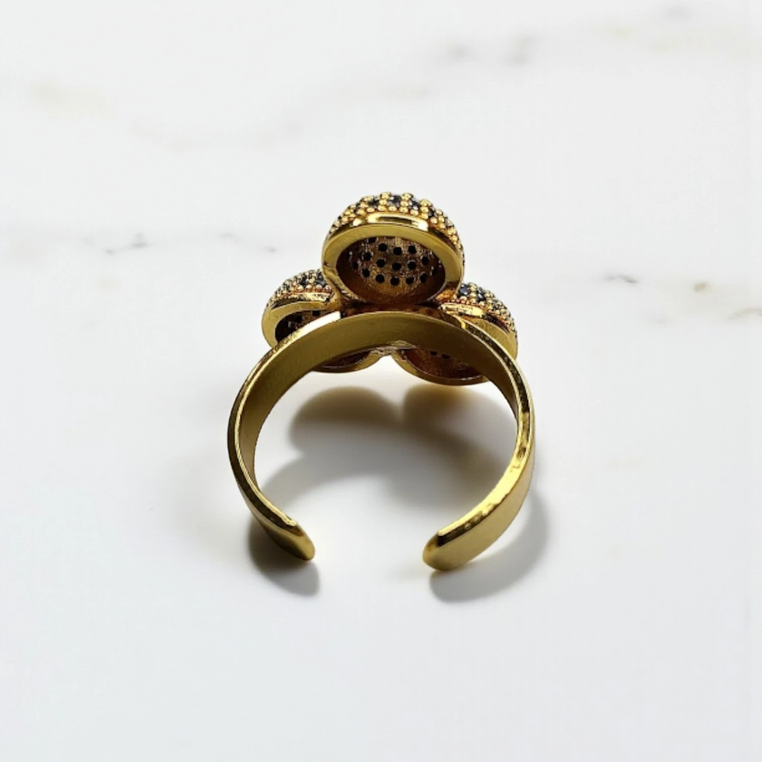 Altın Kaplamalı Yarım Zirkon Toplu Yüzük