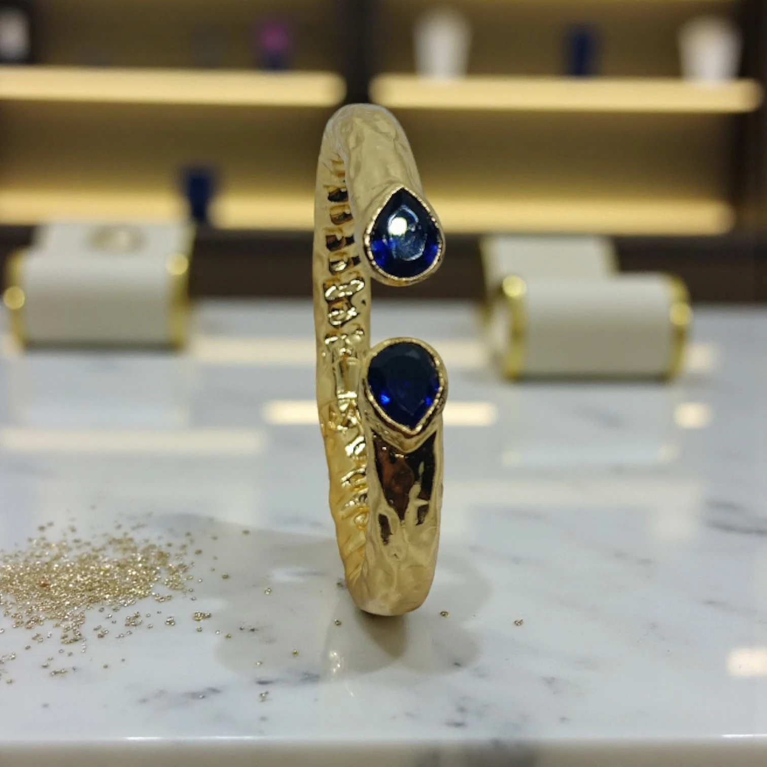 Damla Taş Boru Bilezik - Lacivert