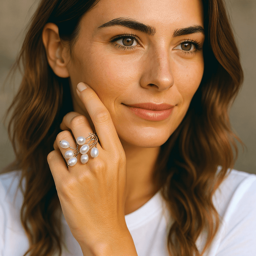 Natural Pearl Cluster Ring