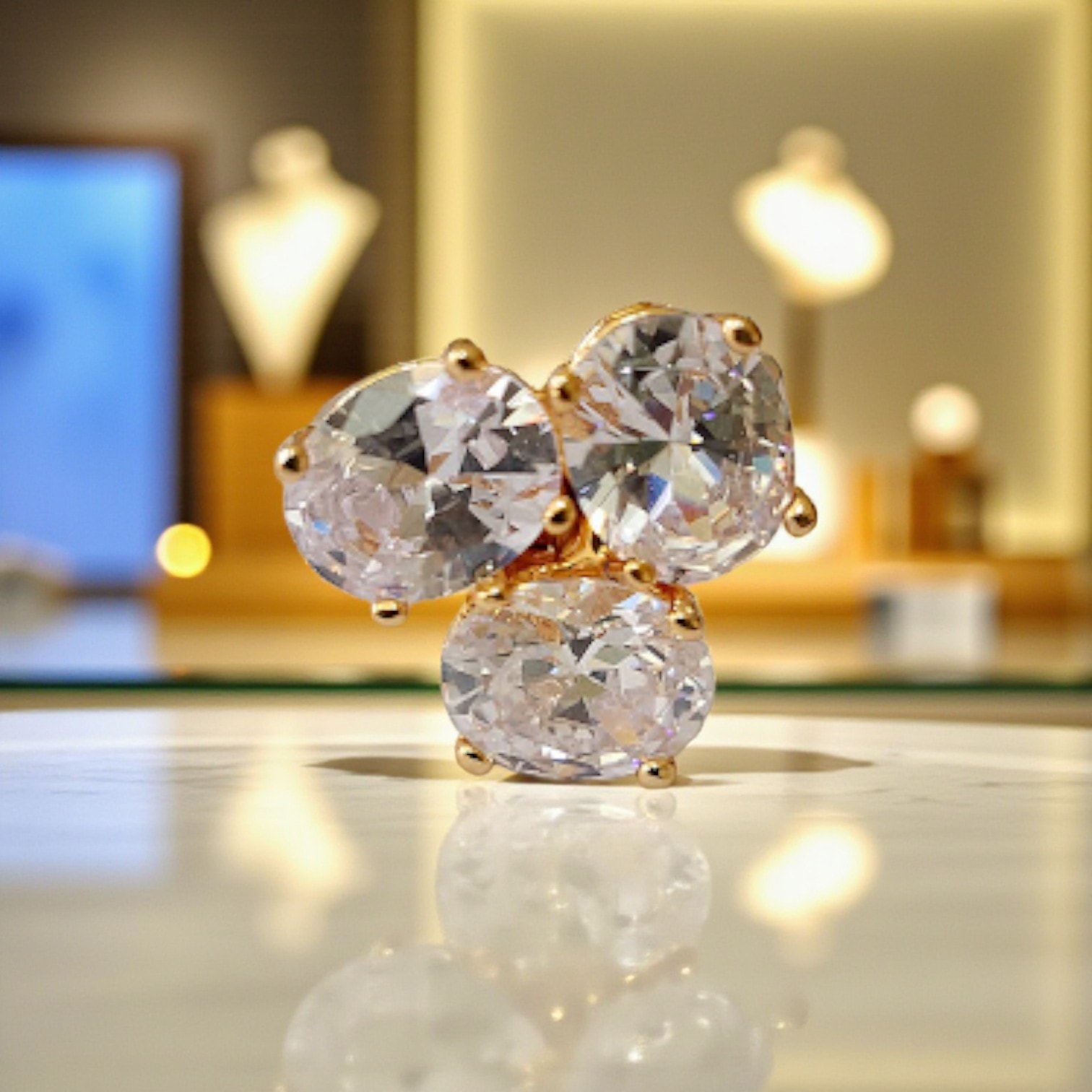 Oval Zircon Stone Gold Plated Ring