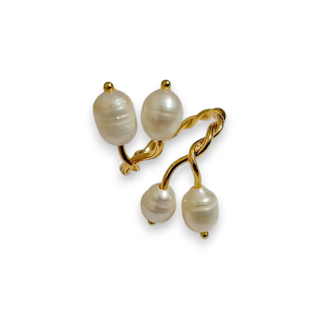 Gold Plated Natural Pearl Fan Model Set