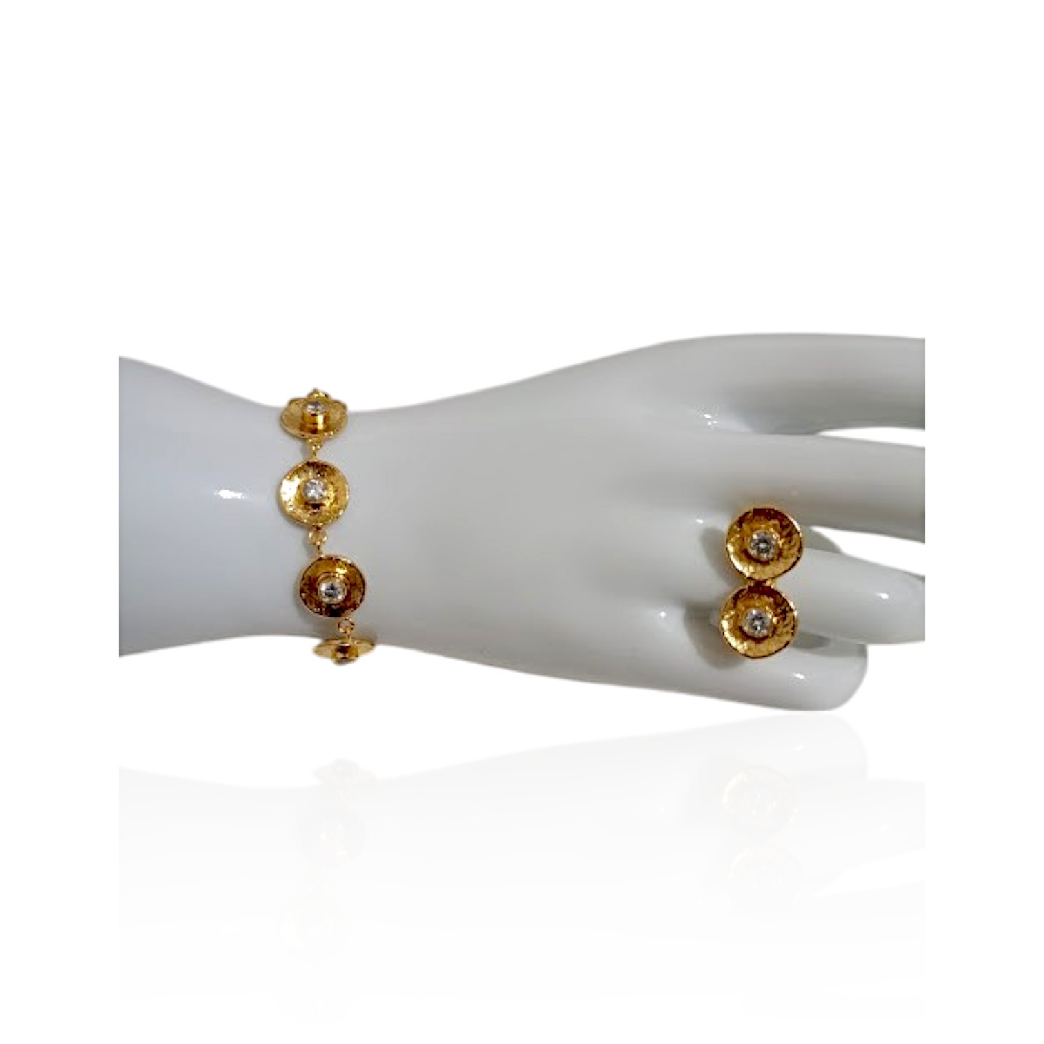 Gold Plated Zircon Clover Stone Set