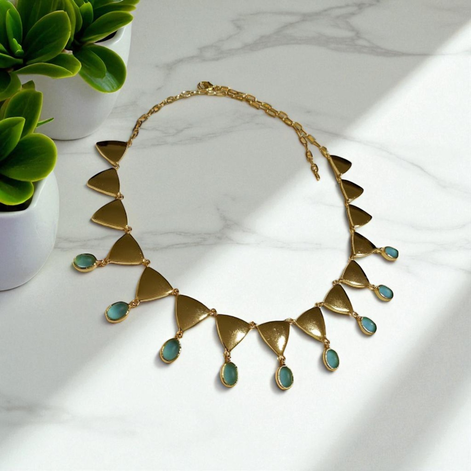 Handmade Gold Plated Triangle Necklace