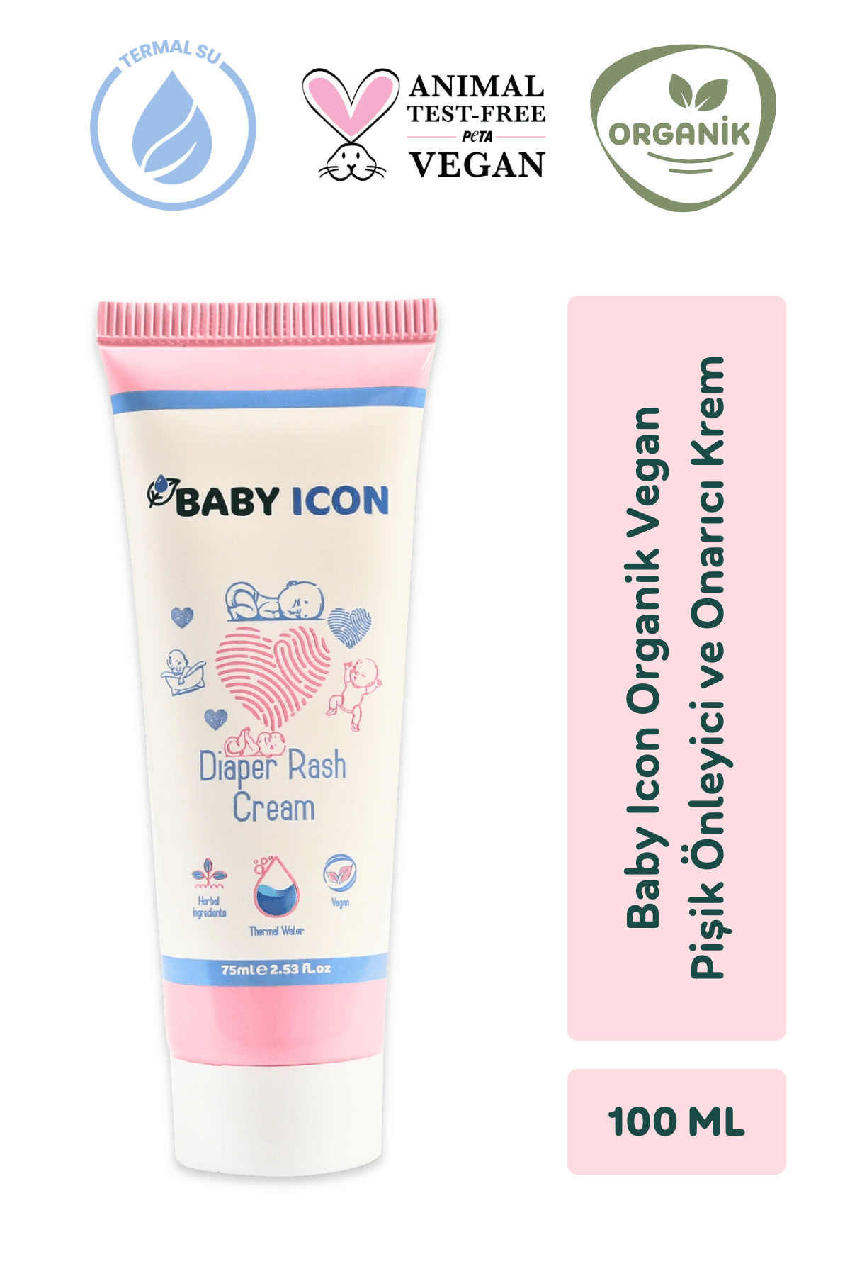 Baby Icon Organik Vegan Pişik Önleyici ve Onarıcı Krem 75 ml 4'lü Paket