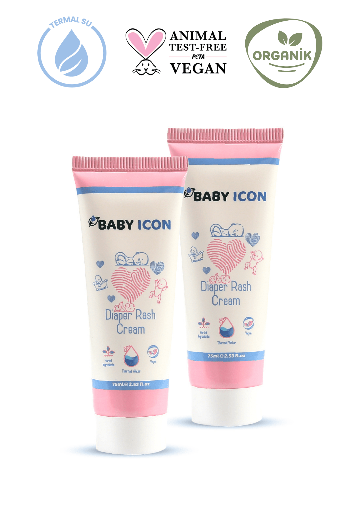 Baby Icon Organik Vegan Pişik Önleyici ve Onarıcı Krem 75 ml 2'li Paket