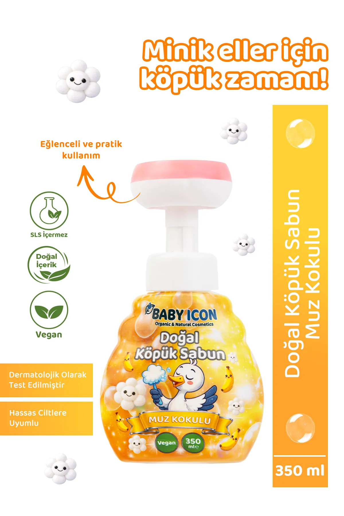 Doğal Vegan Muzlu Çiçek Şekilli Köpük El Sabunu - 350 ml