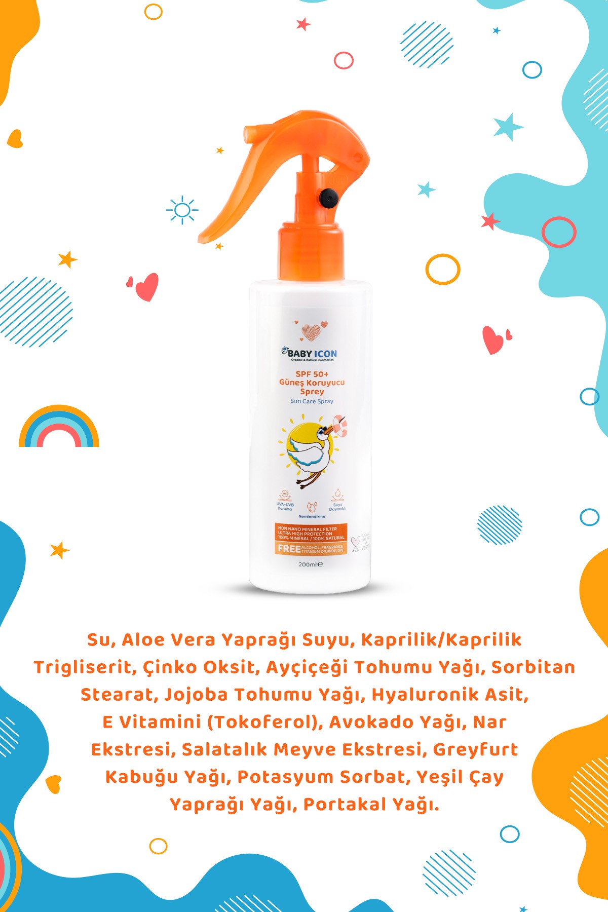 Organik Vegan Güneş Koruyucu Sprey