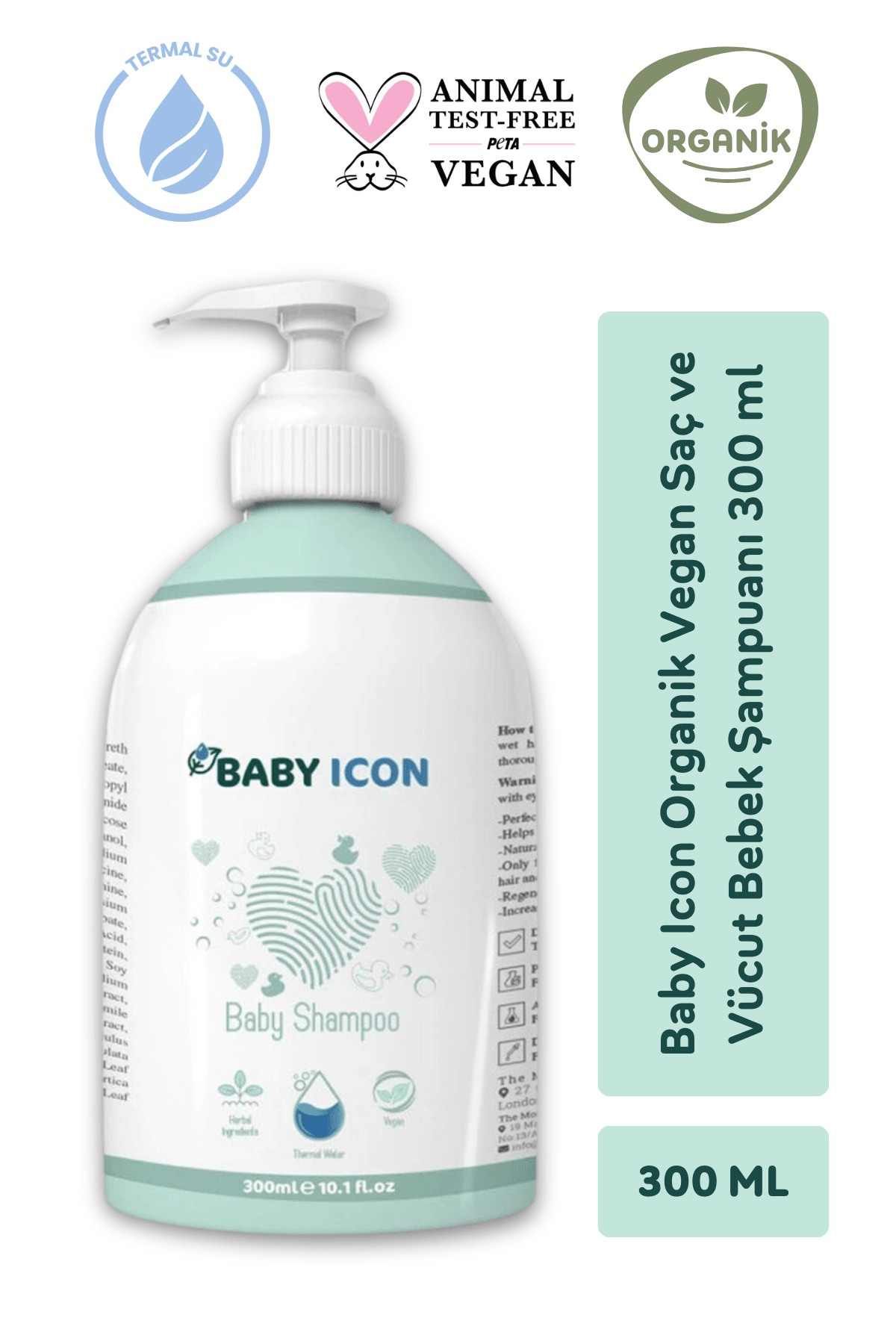 Baby Icon Organik Vegan Saç ve Vücut Bebek Şampuanı 300 ml 4'lü Paket