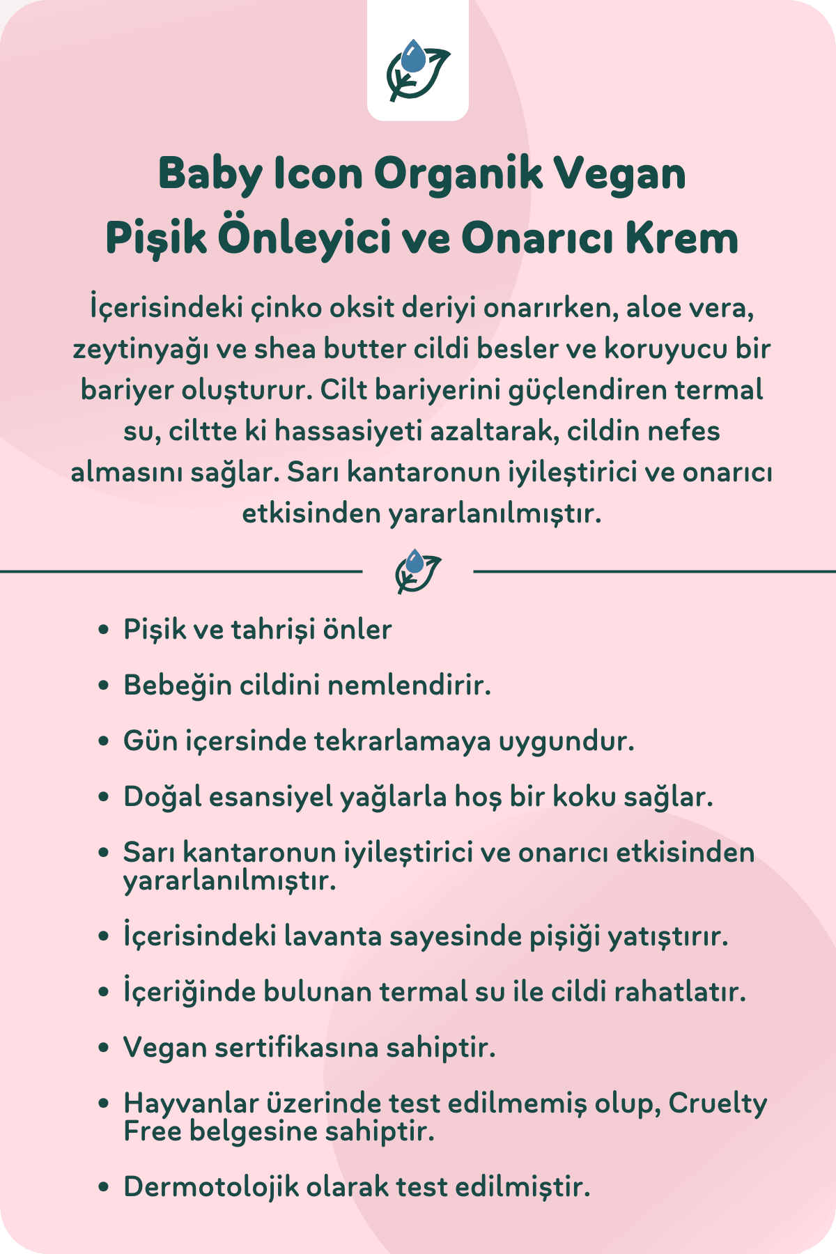 Baby Icon Organik Vegan Pişik Önleyici ve Onarıcı Krem 75 ml