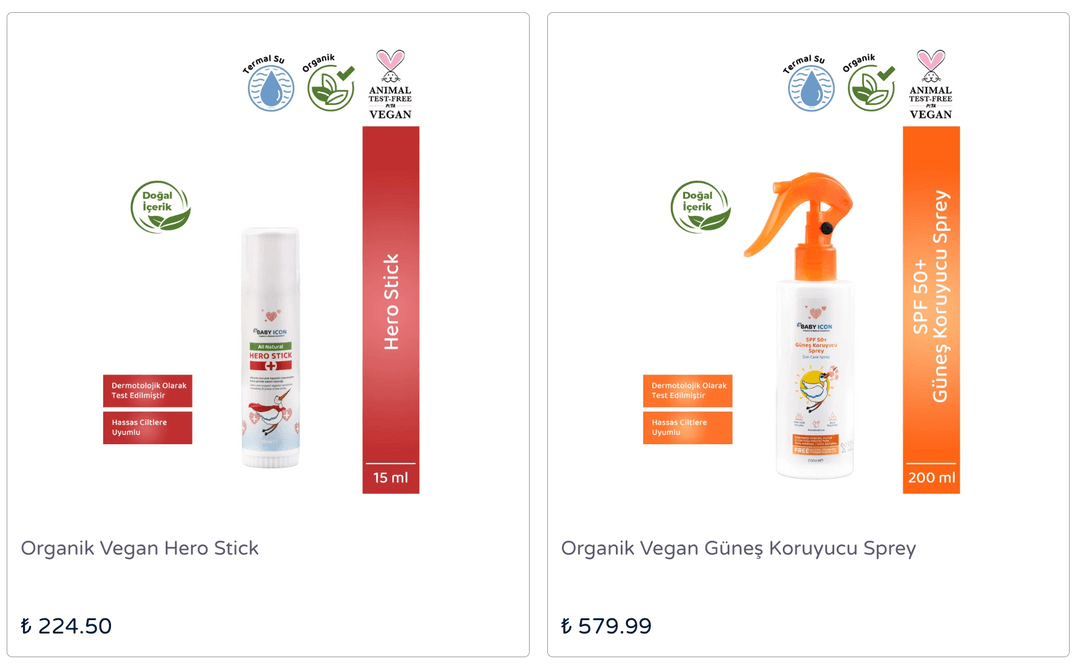 Baby Icon Organik Vegan Hero Stitck- Organik Vegan Güneş Koruyucu Sprey