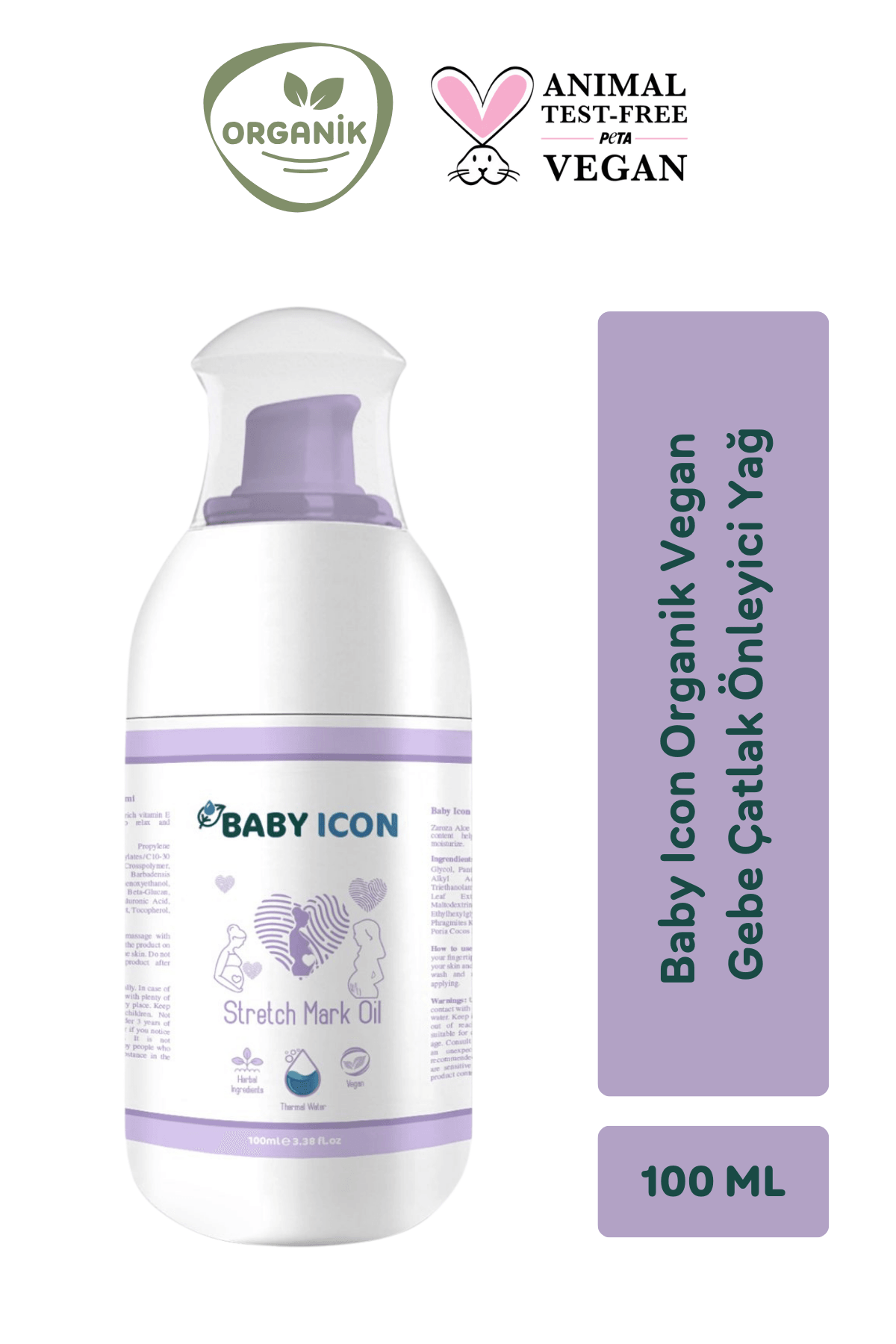 Baby Icon Organik Vegan Gebe Çatlak Önleyici Yağ 100 ml