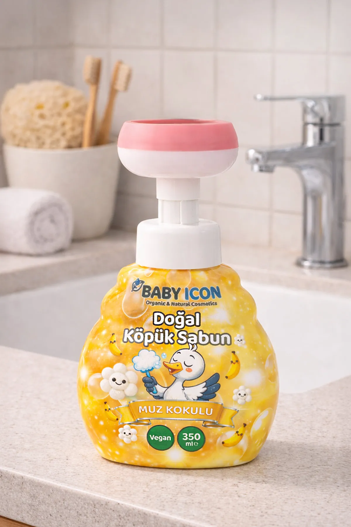 Doğal Vegan Muzlu Çiçek Şekilli Köpük El Sabunu - 350 ml