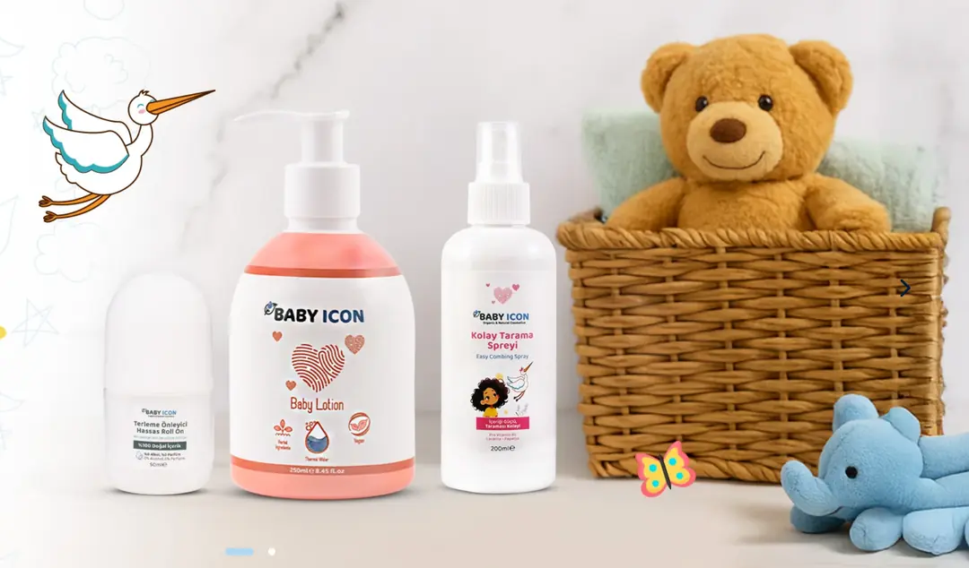 Baby Icon Organik ve Vegan Bebek Losyonu, Kolay Tarama Spreyi, Çocuk Roll-on