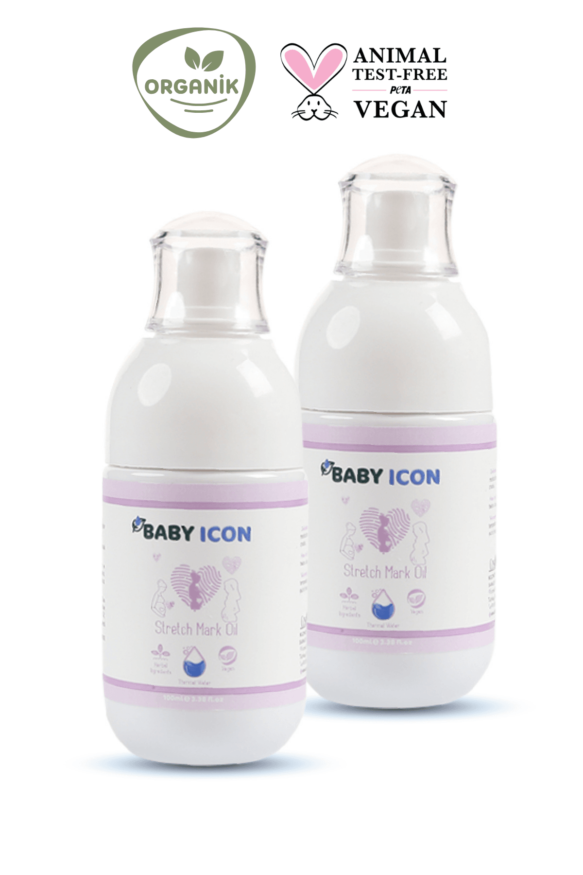 Baby Icon Organik Vegan Gebe Çatlak Önleyici Yağ 100 ml 2'li Paket