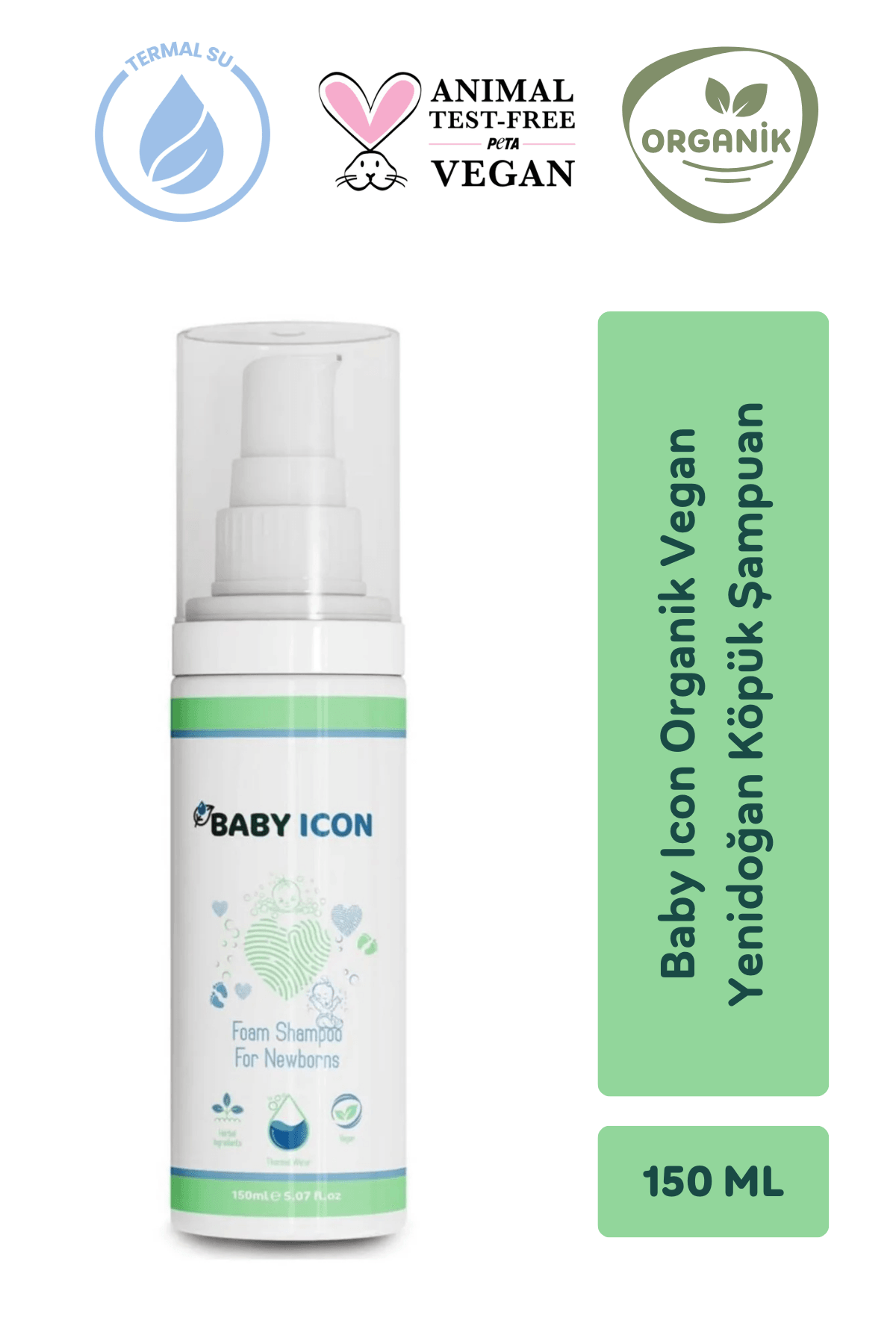 Baby Icon Organik Vegan Yenidoğan Köpük Şampuan 150 ml 2'li Paket