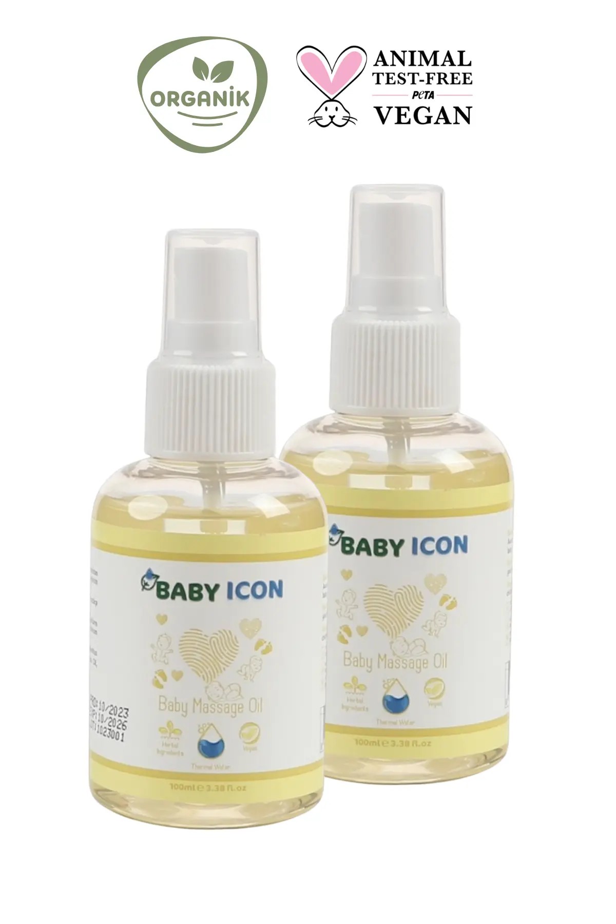 Baby Icon Organik Vegan Bebek Masaj Yağı 100 ml 2'li Paket