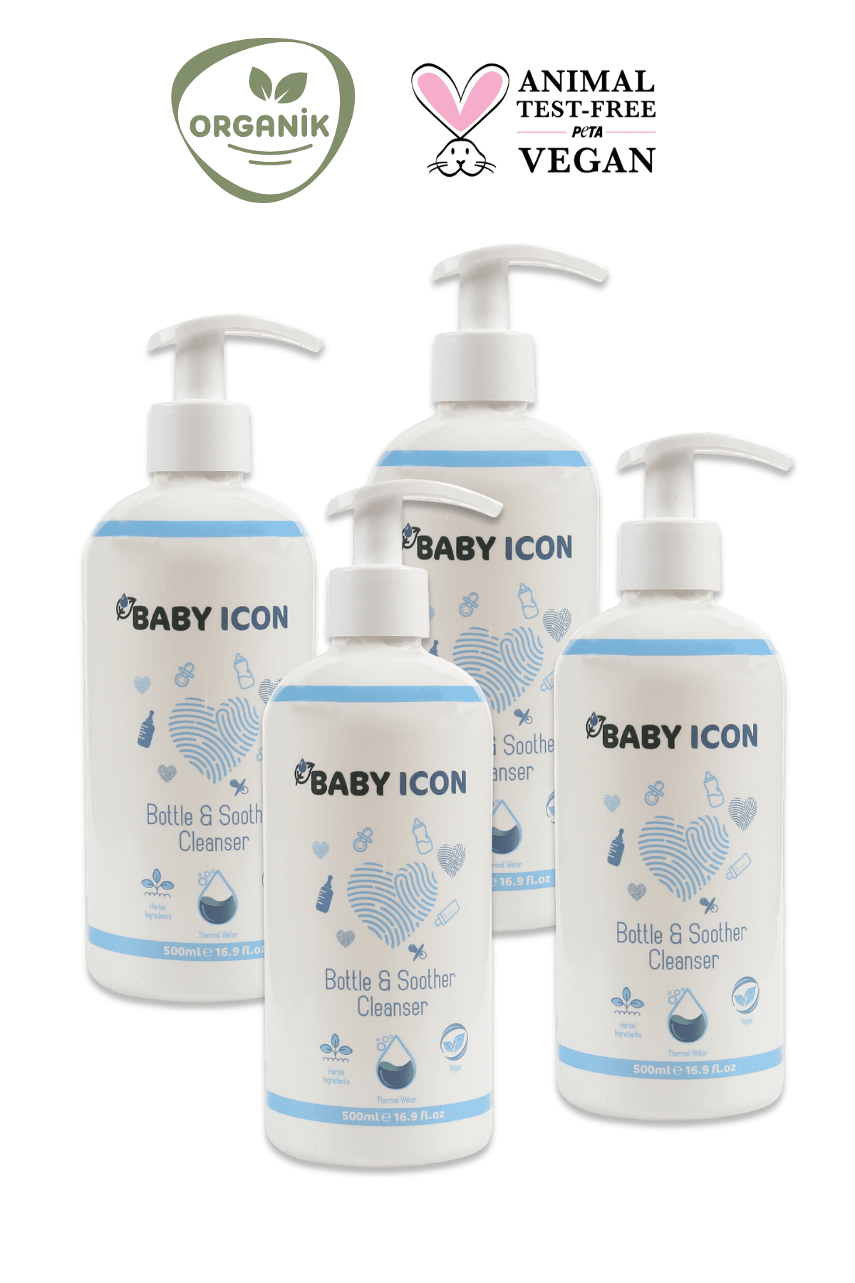 Baby Icon Organik Vegan Emzik ve Biberon Temizleyici 500ml 4'lü Paket