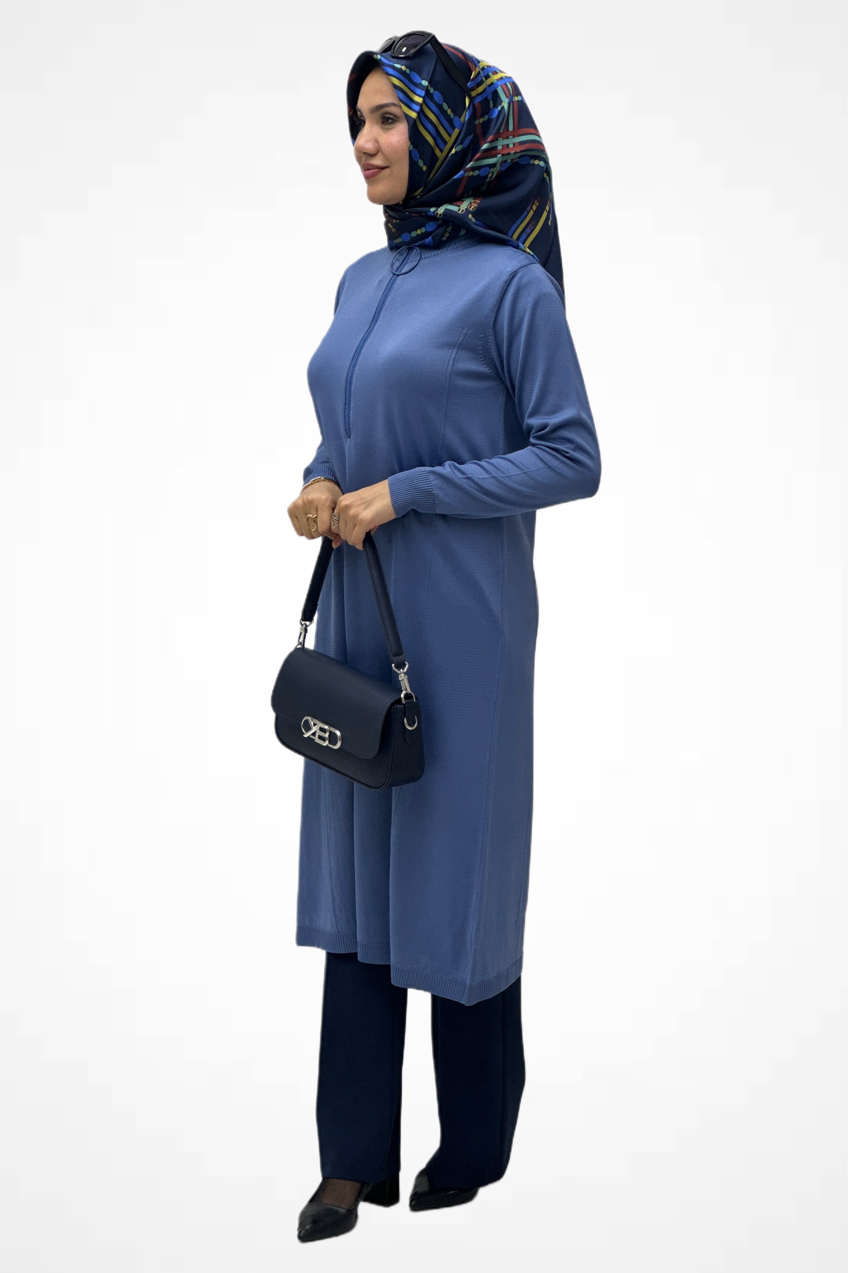 Halka Fermuarlı Merserize Tunik  35359