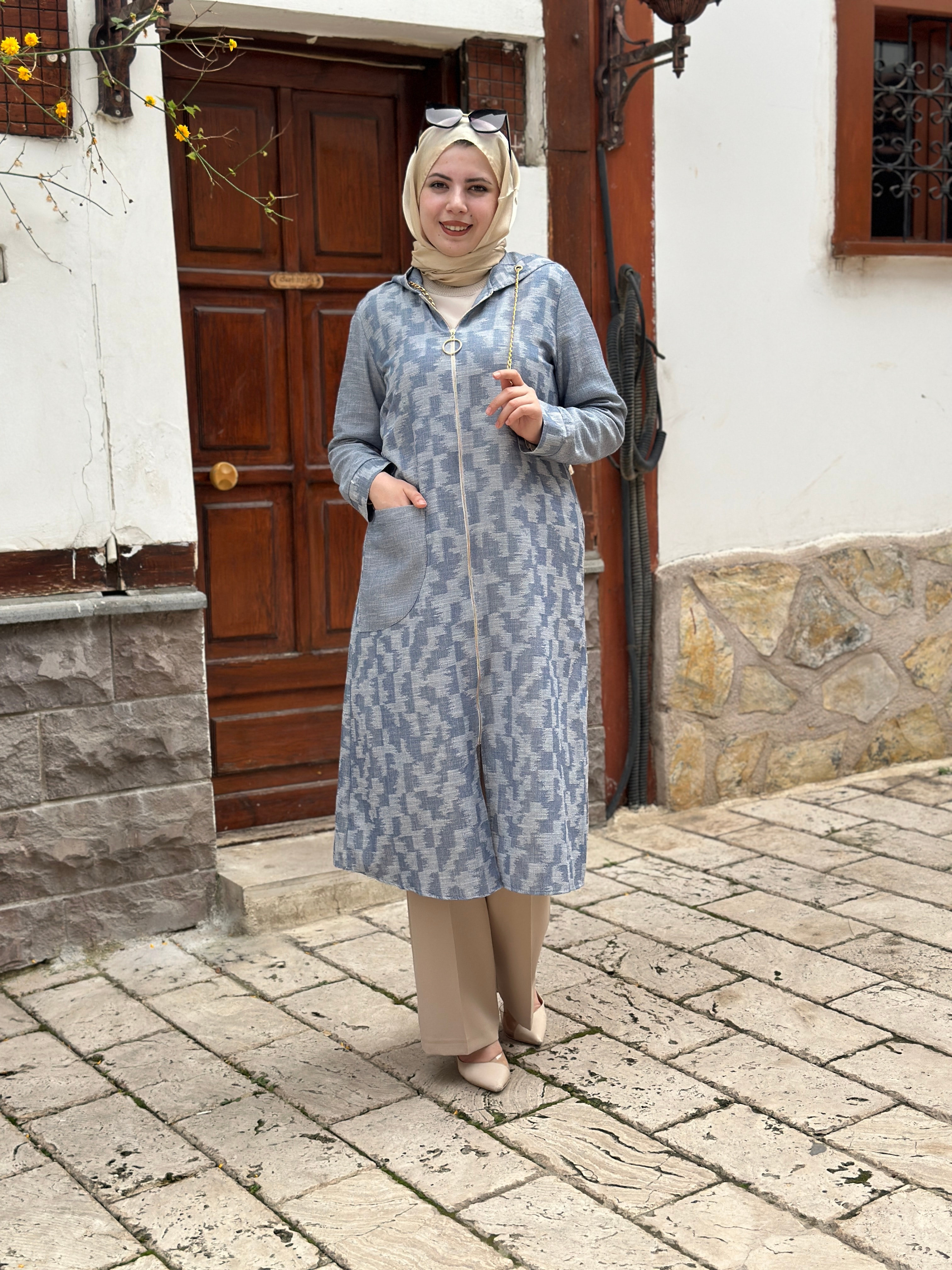 Kapşonlu Keten Giyçık A1540