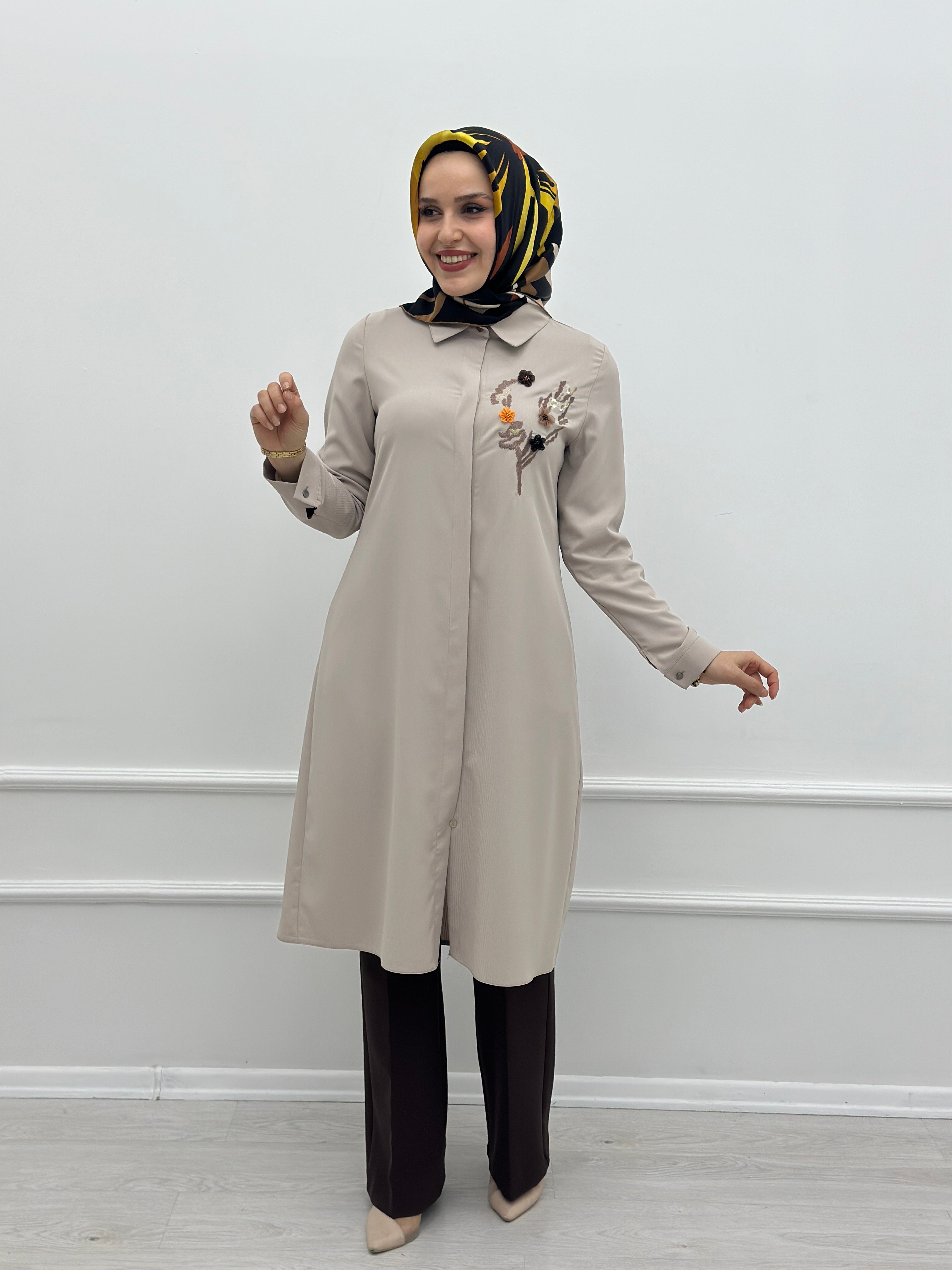 Çizgili Nakışlı Tunik 2967