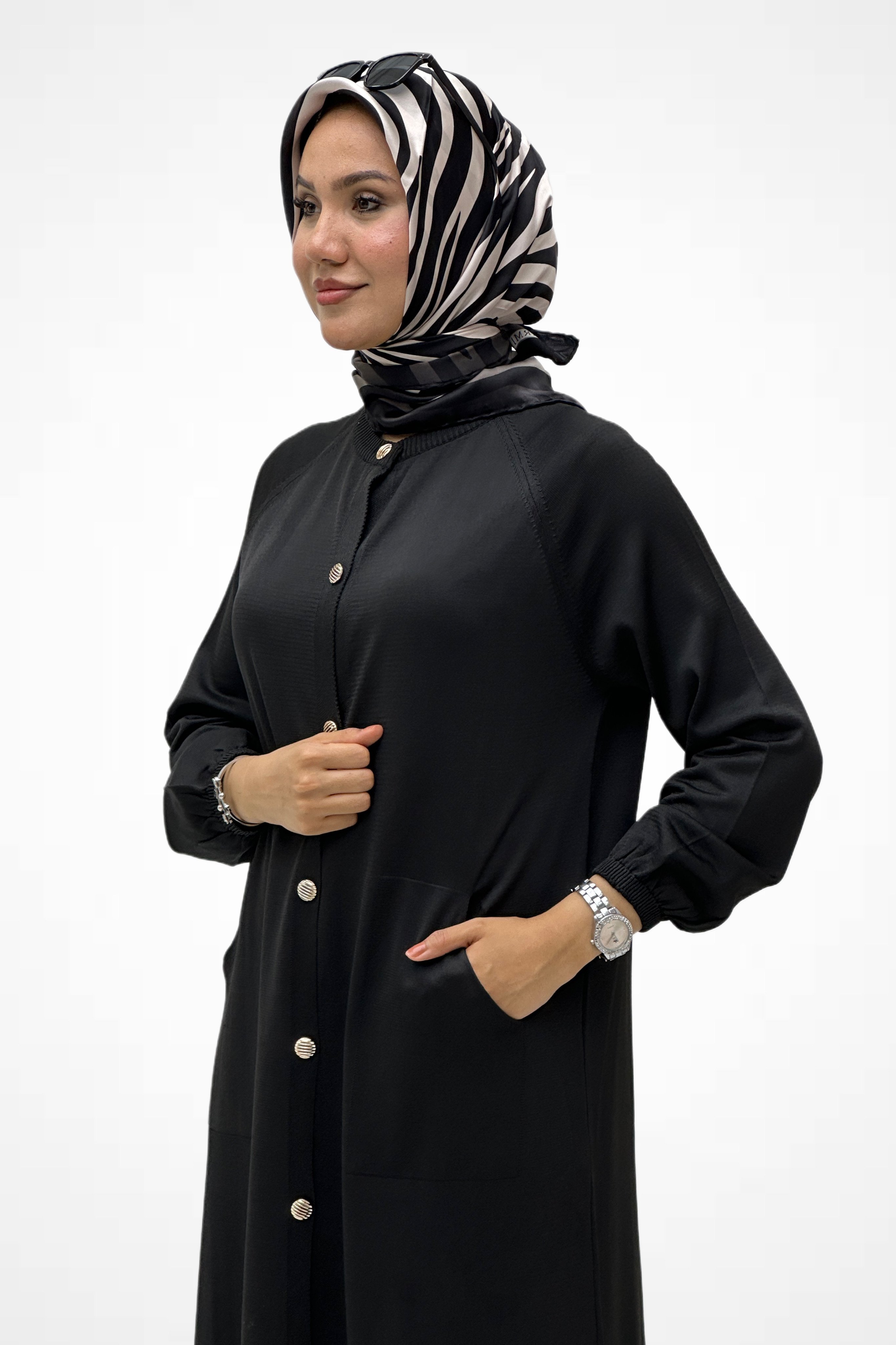Metal Düğmeli Cepli Hırka 35189