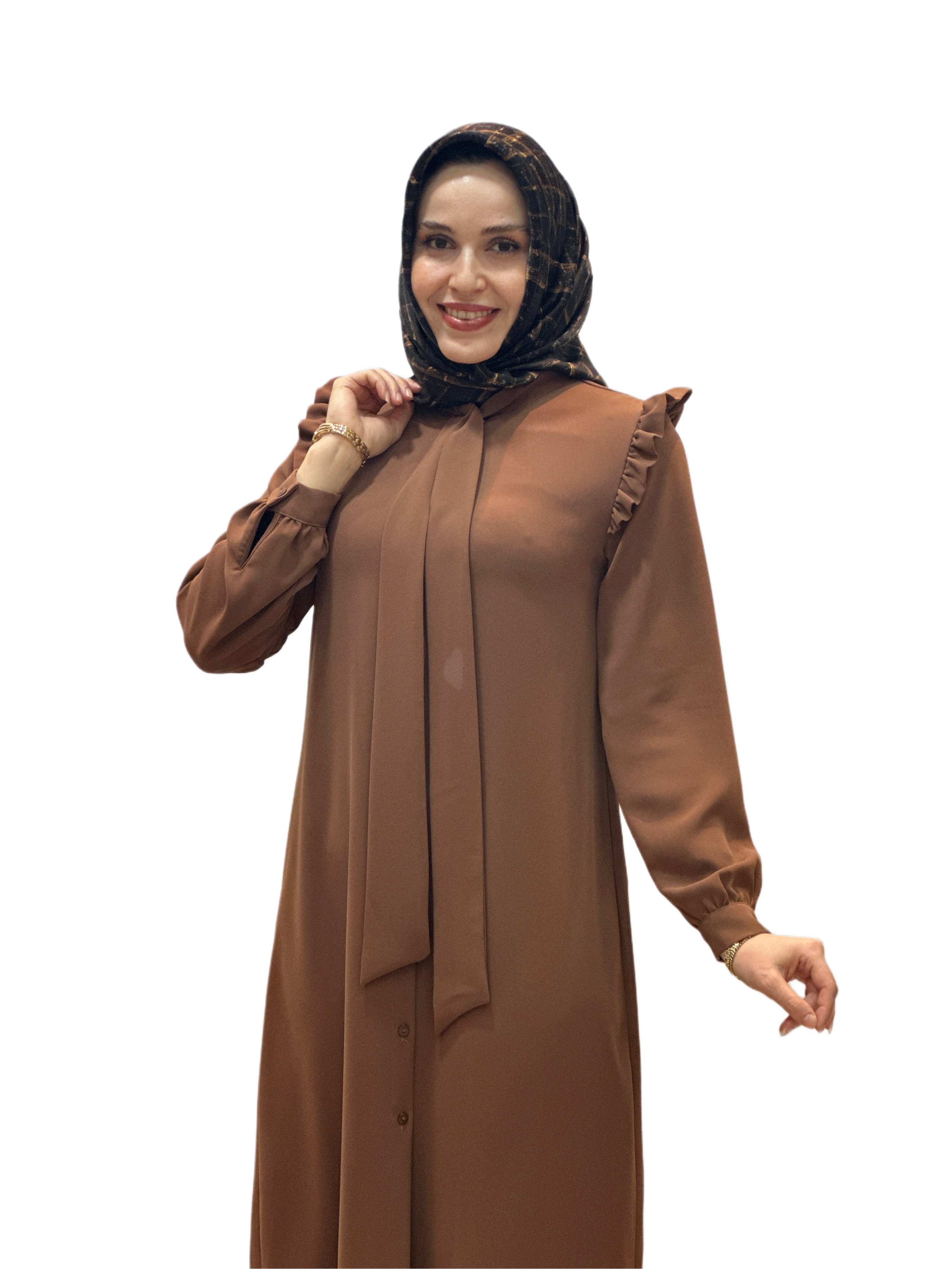 Omzu Fırfırlı Fularlı Tunik A4750