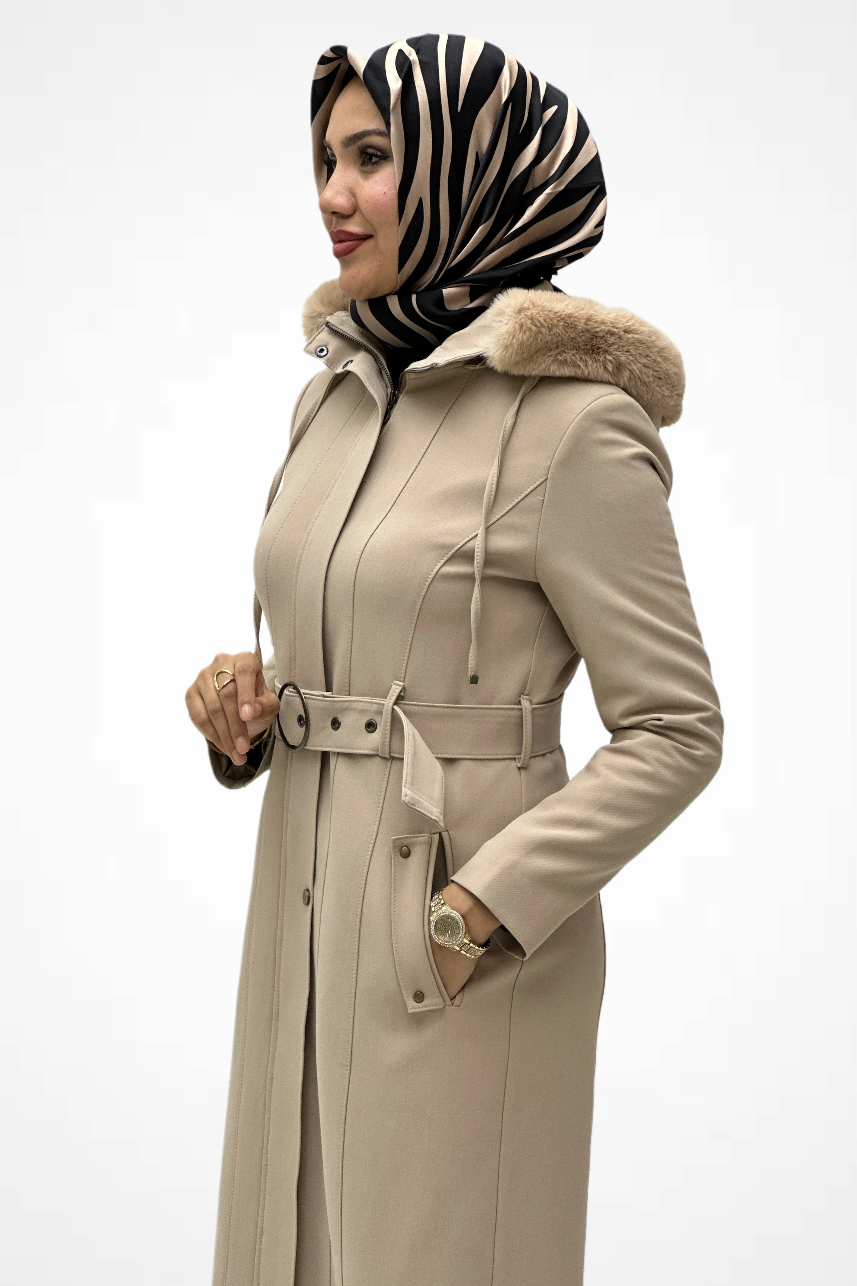 Kürk Kapşonlu Kap 139862