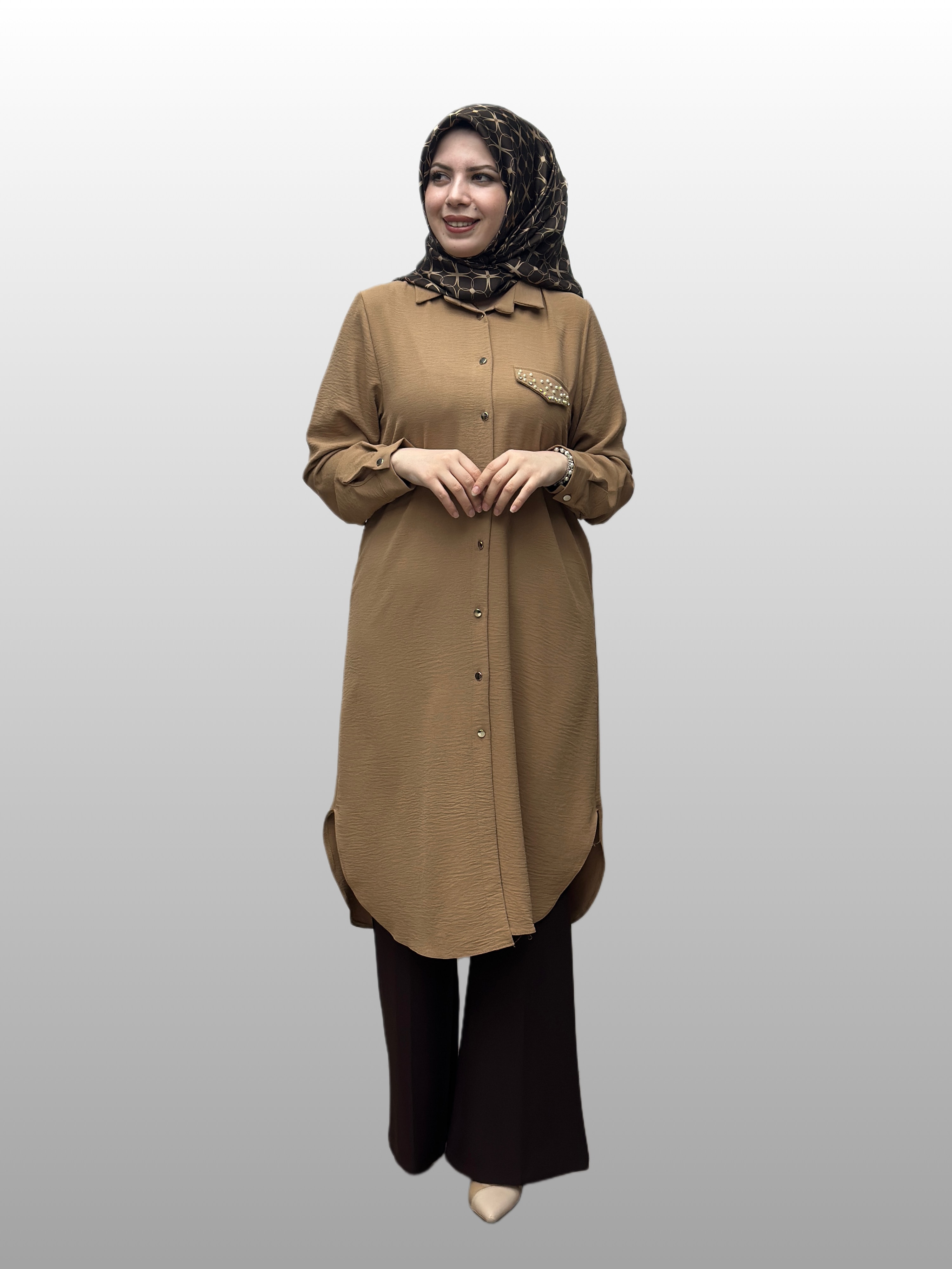 Tek Cep İnci Yakalı Tunik 25y-104