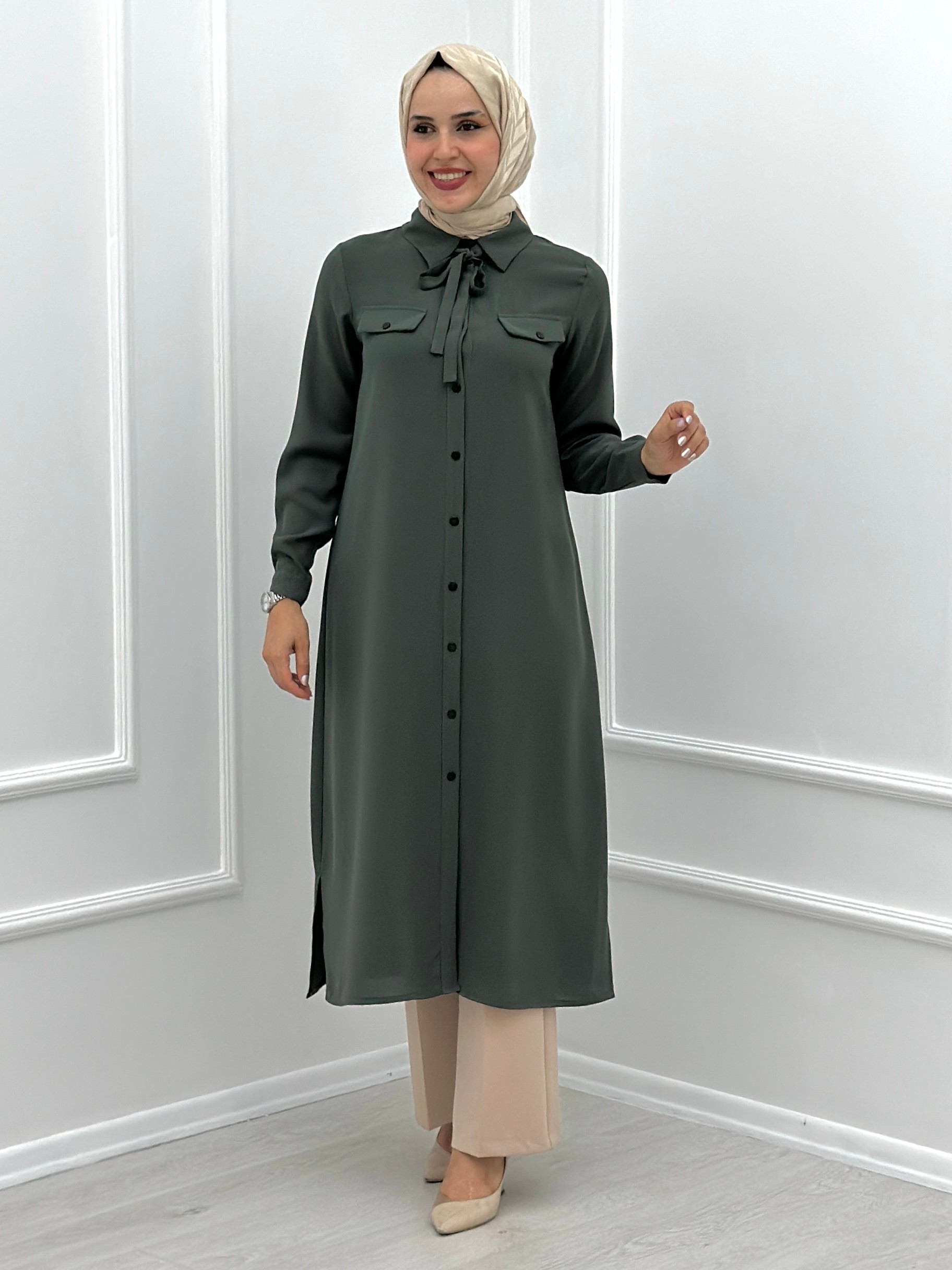 Siyah Düğmeli Tunik A4763