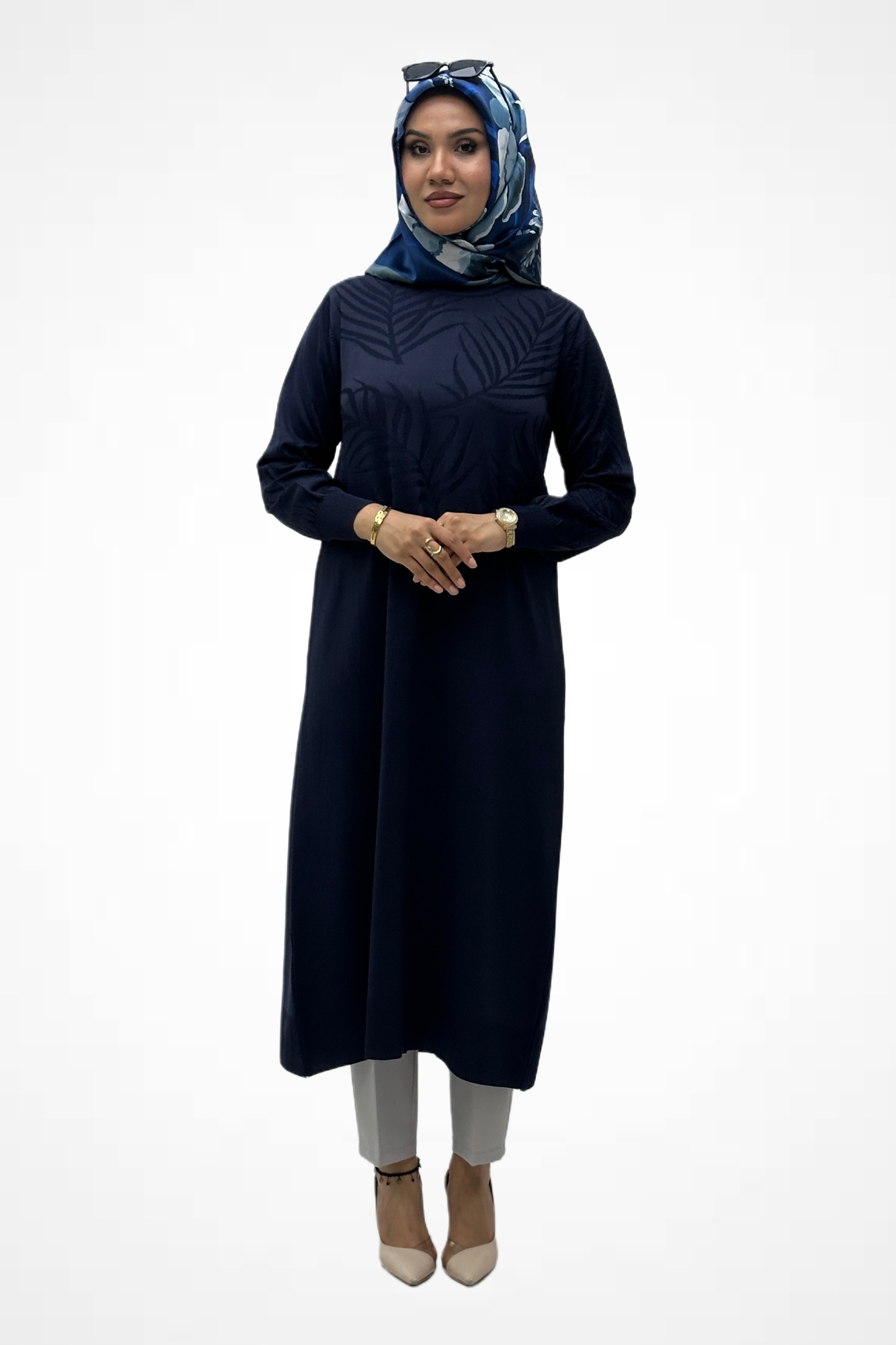 Desenli Uzun Merserize Tunik 35258