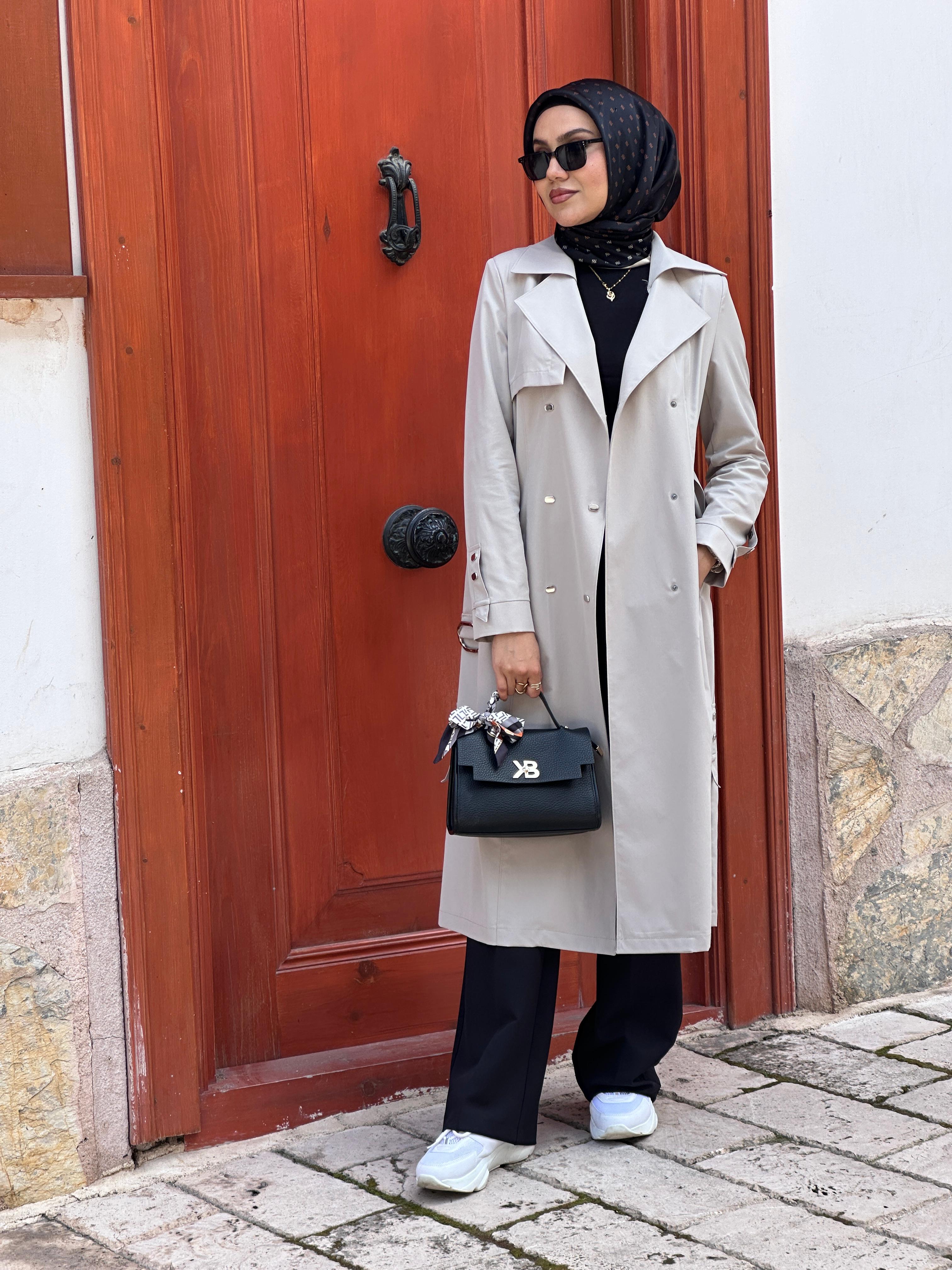 Yanları Çıtlı Trenç tk359