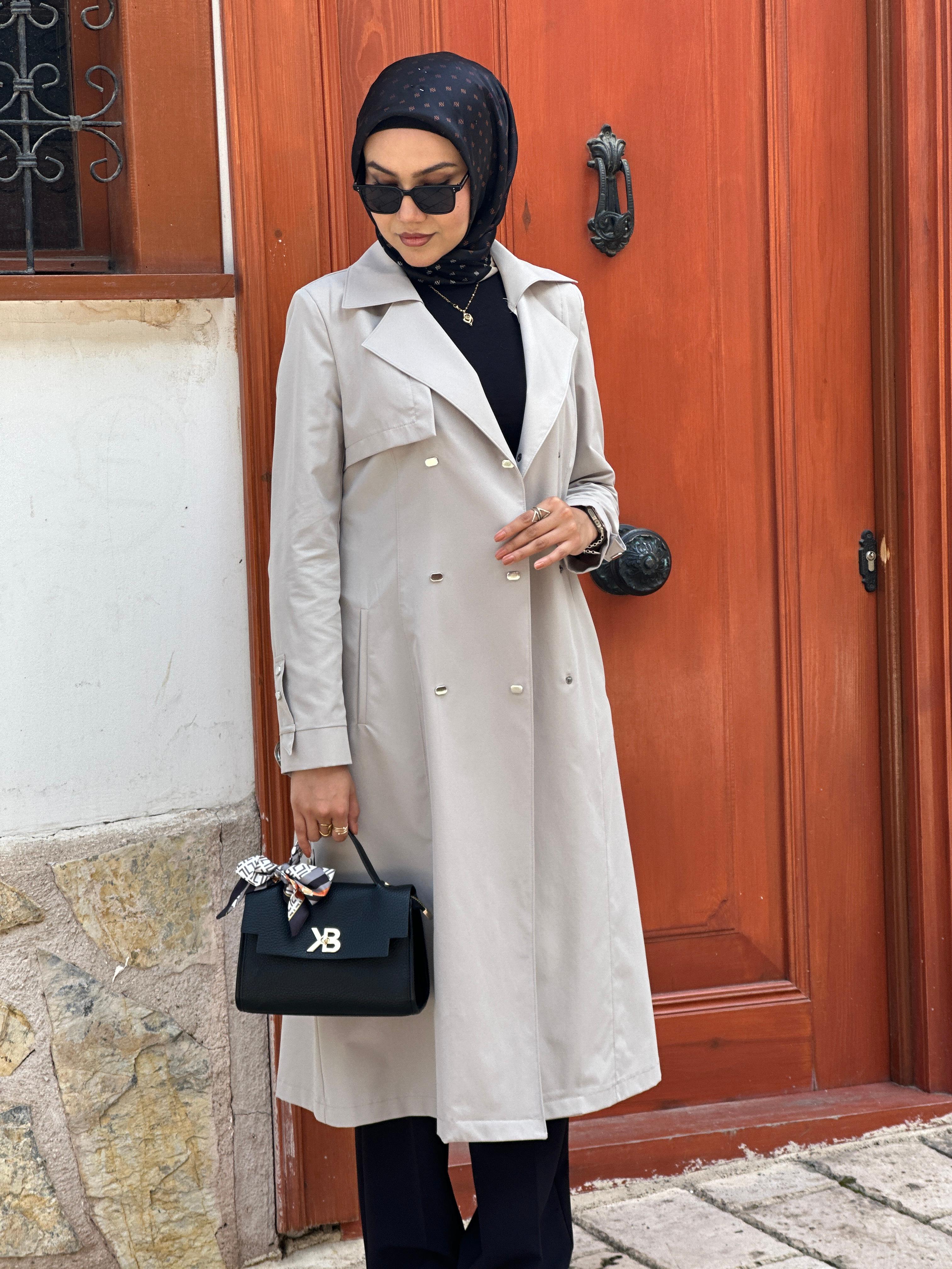 Yanları Çıtlı Trenç tk359