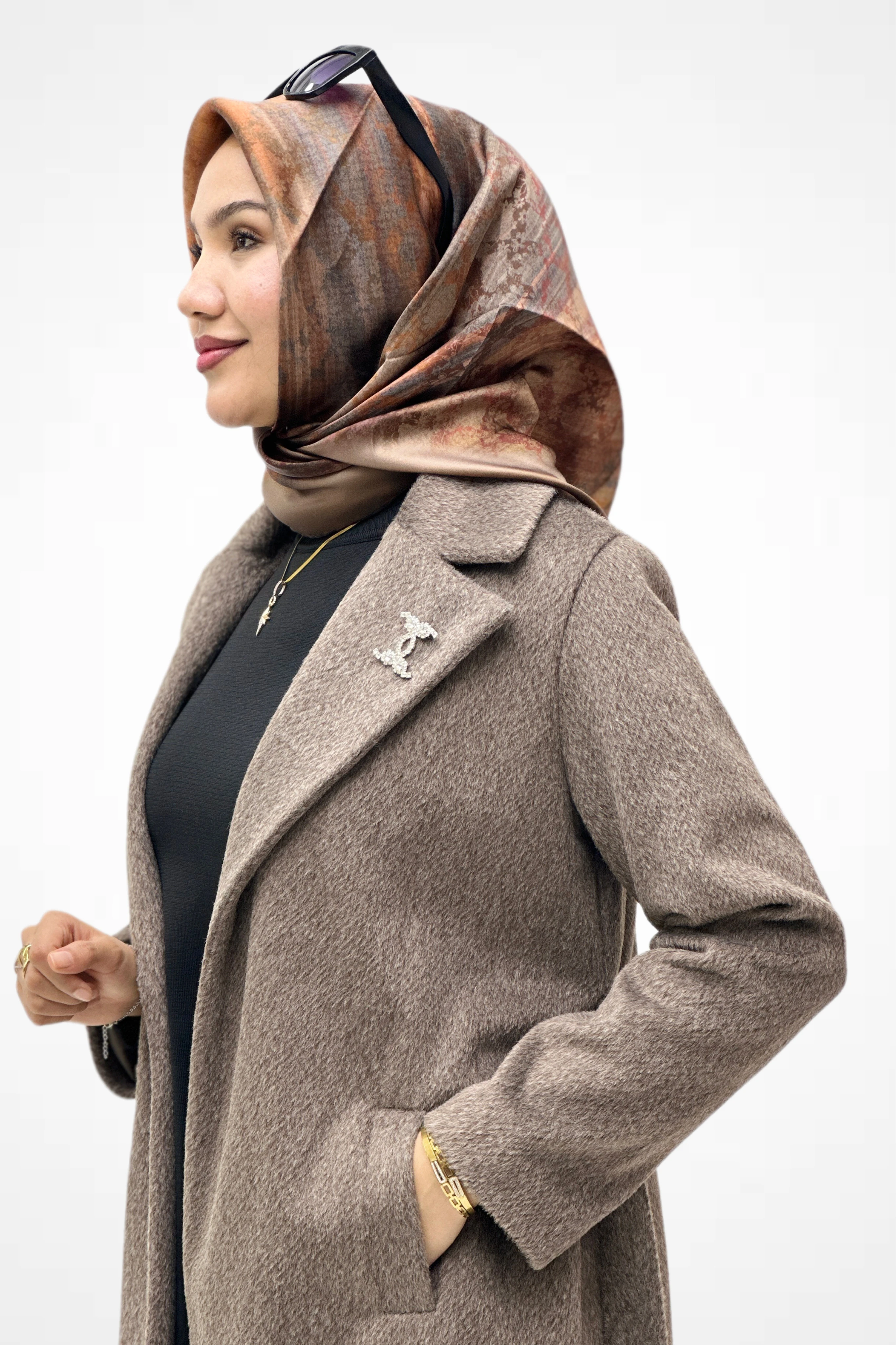 Broşlu Kaşmir Kaban 140193