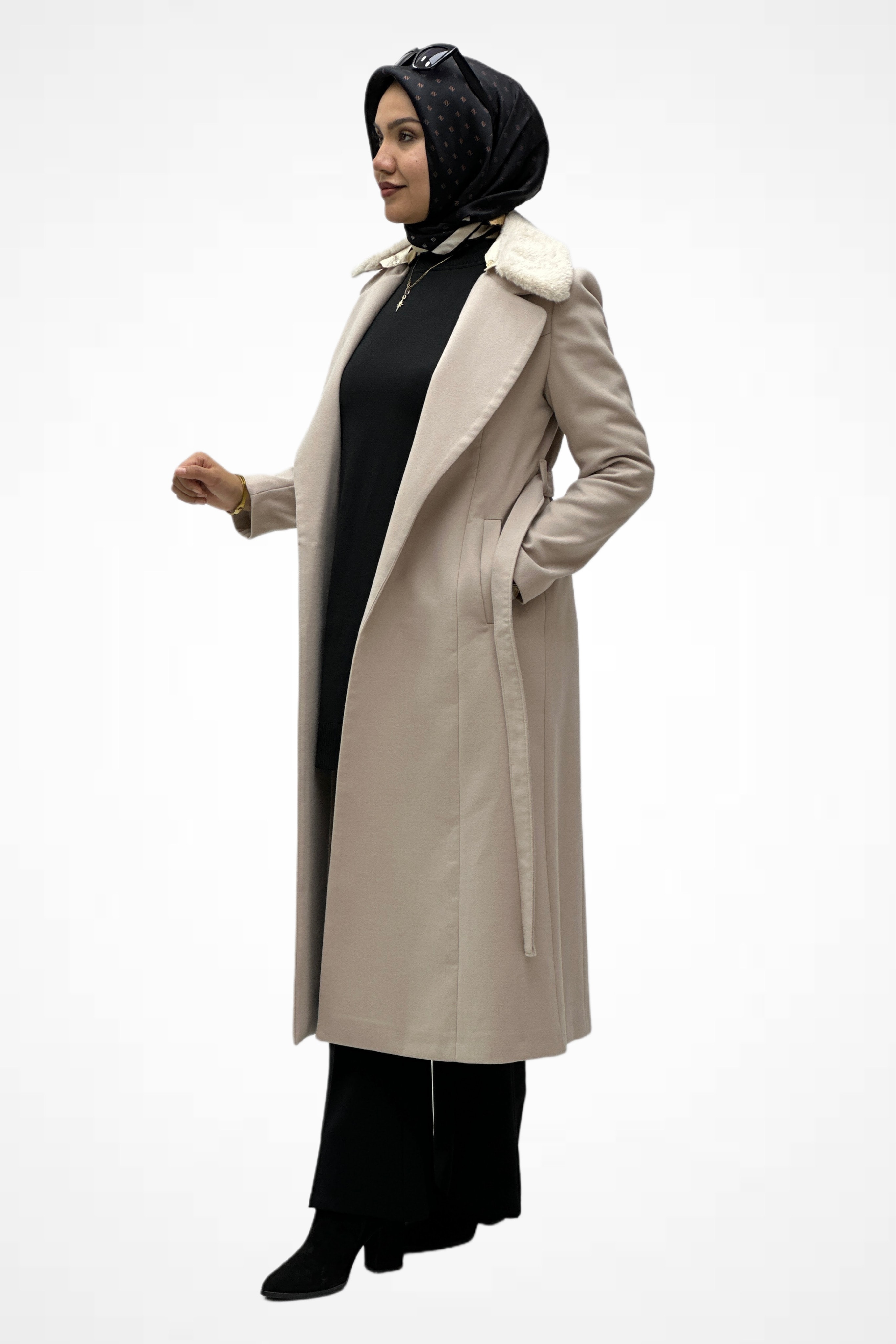 Kürk Yaka Kaşe Kaban 9220