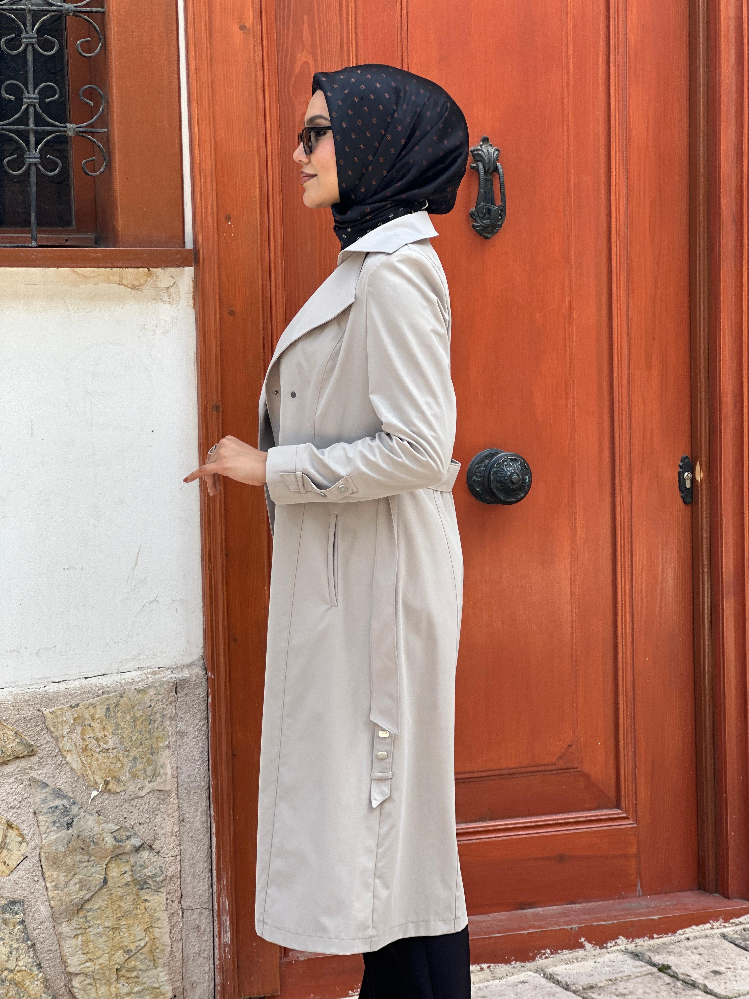 Yanları Çıtlı Trenç tk359
