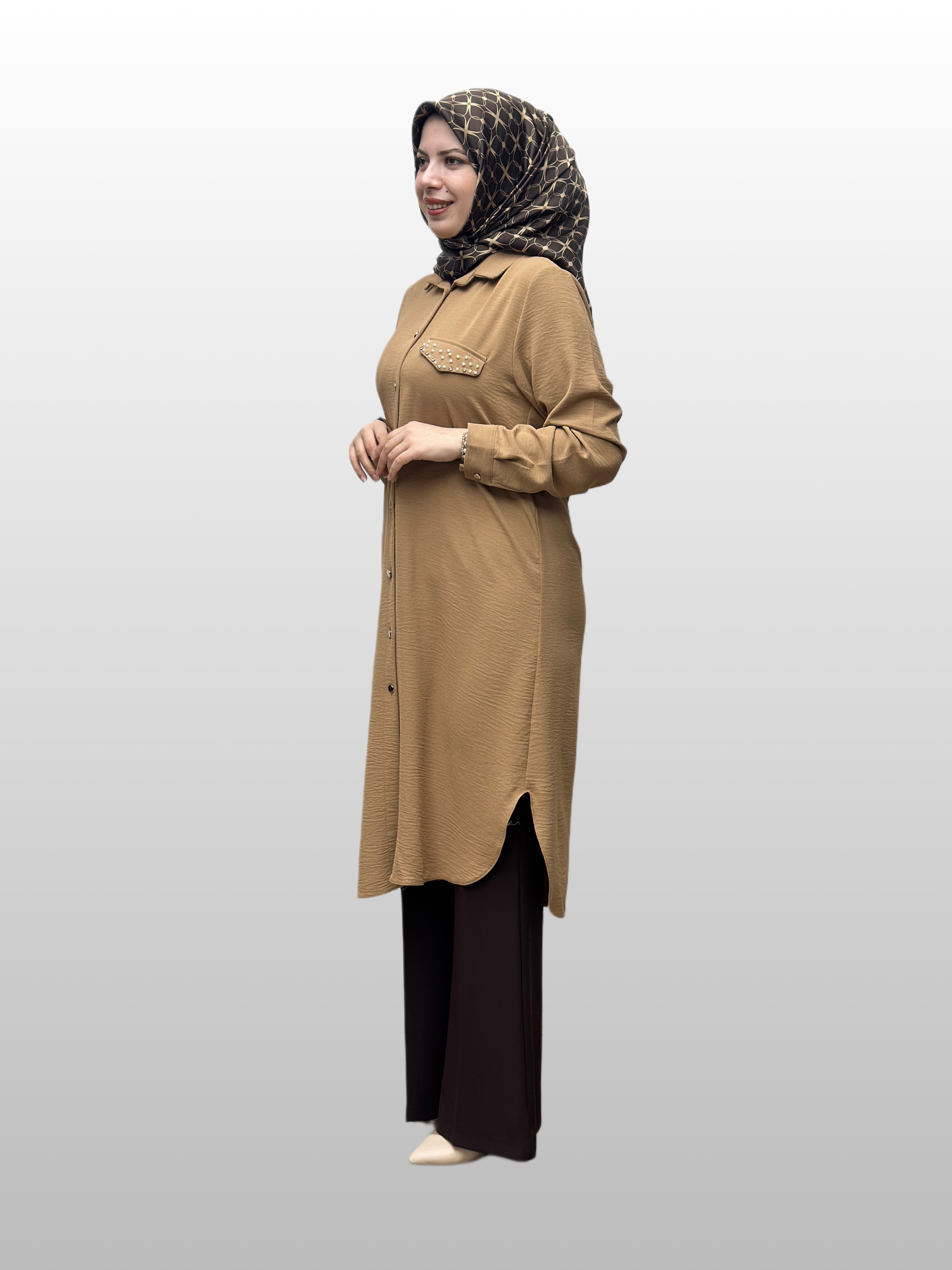 Tek Cep İnci Yakalı Tunik 25y-104