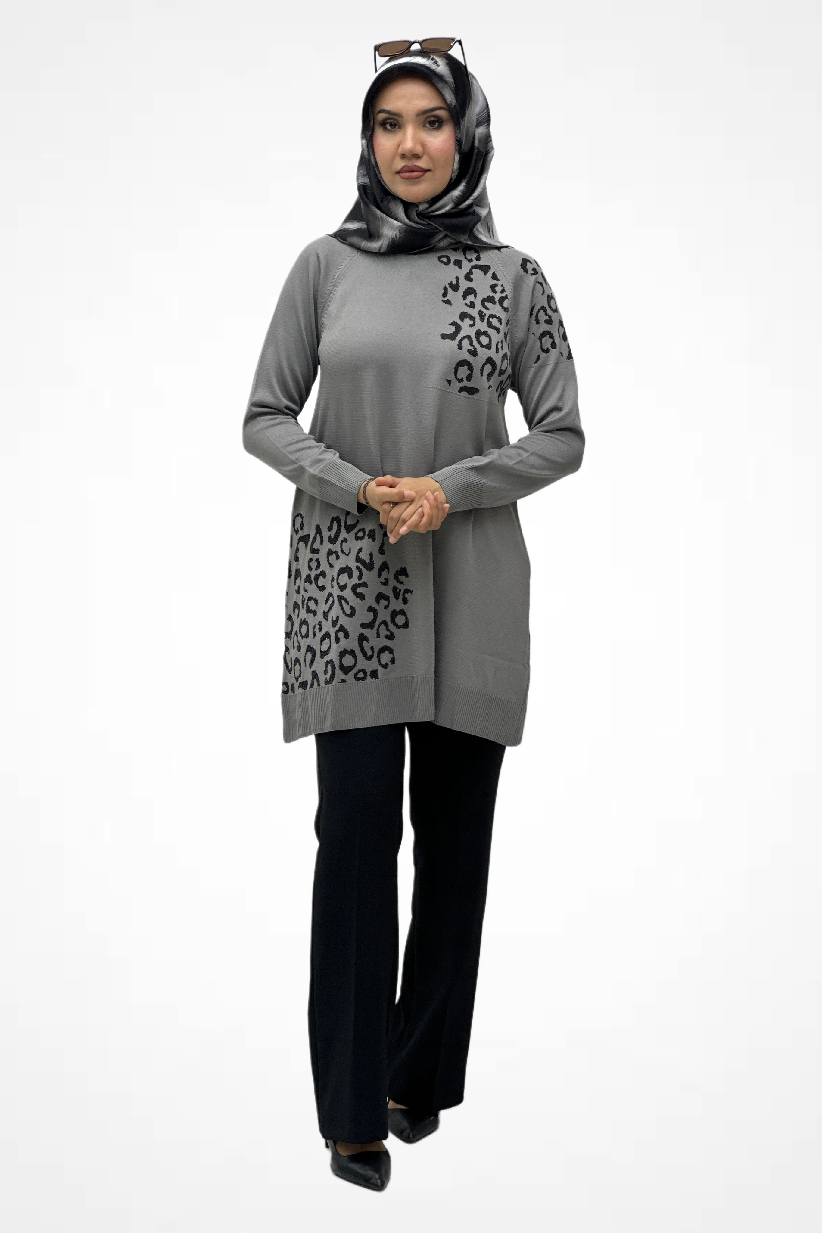 Leopar Desenli Triko Tunik  35301