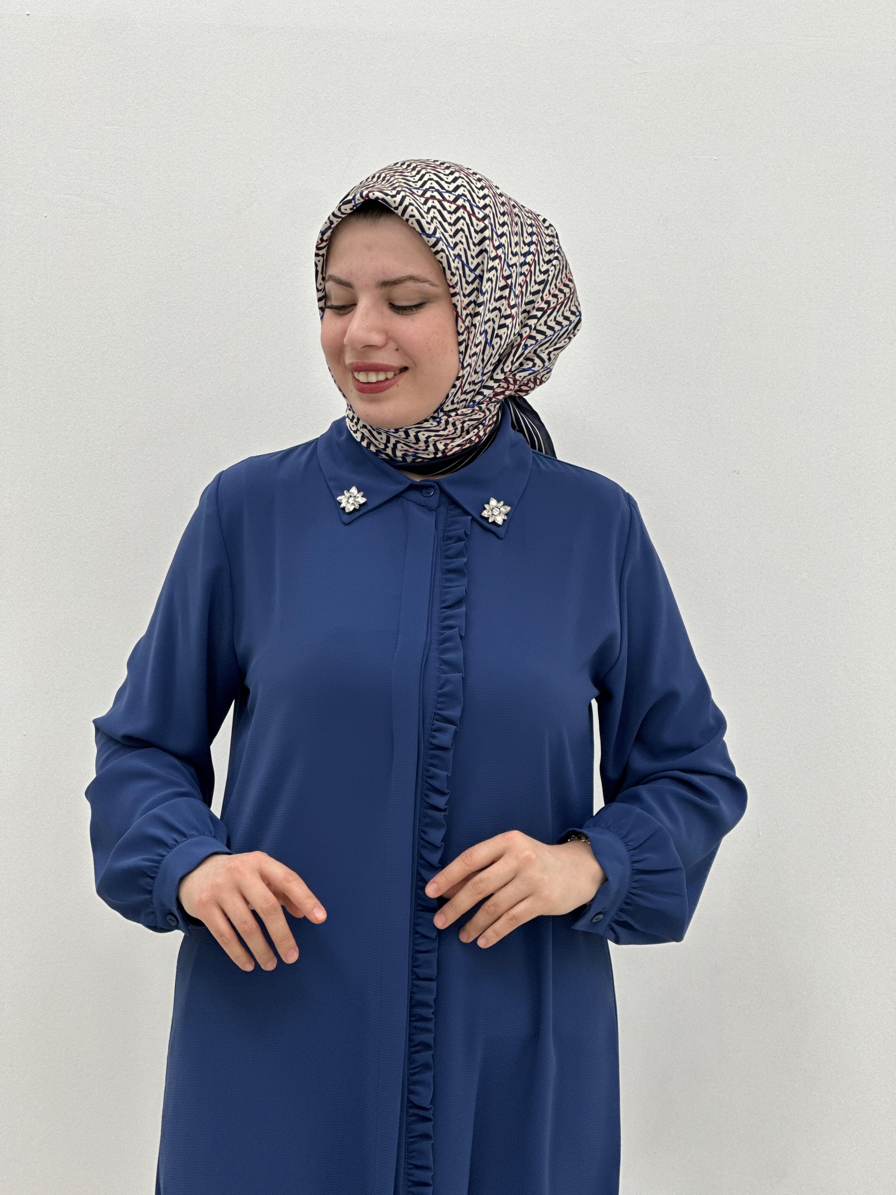 Patı Fırfırlı Taşlı Tunik A4909
