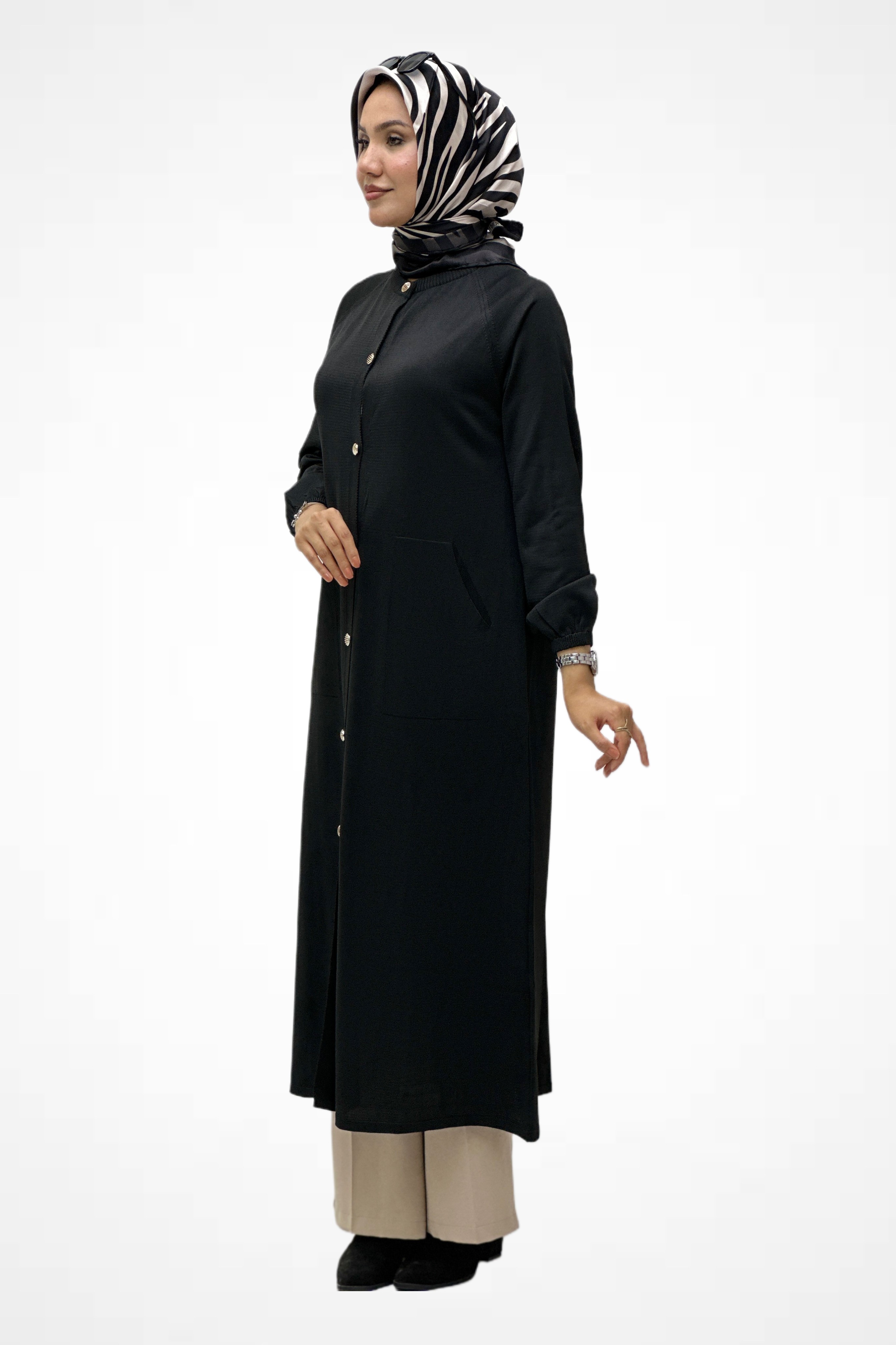 Metal Düğmeli Cepli Hırka 35189